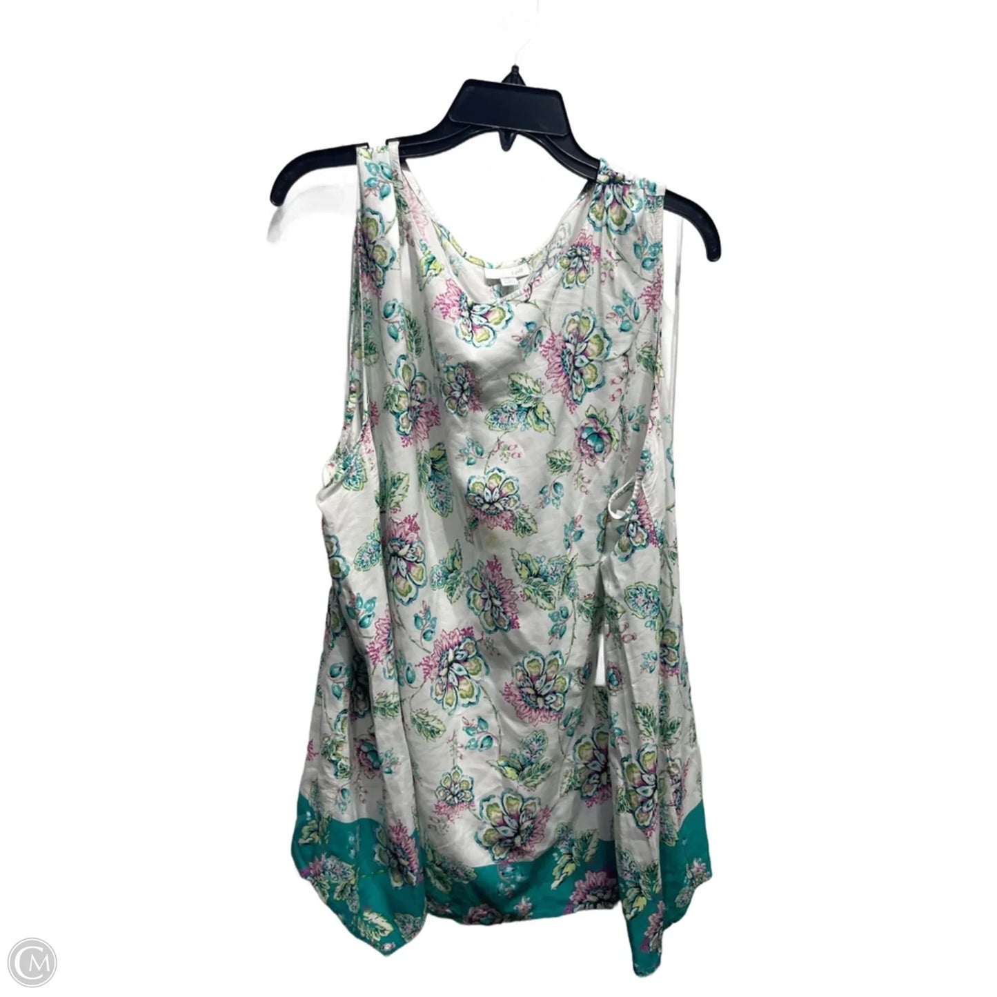 Top Sleeveless By J. Jill In Green & Pink, Size: 4x
