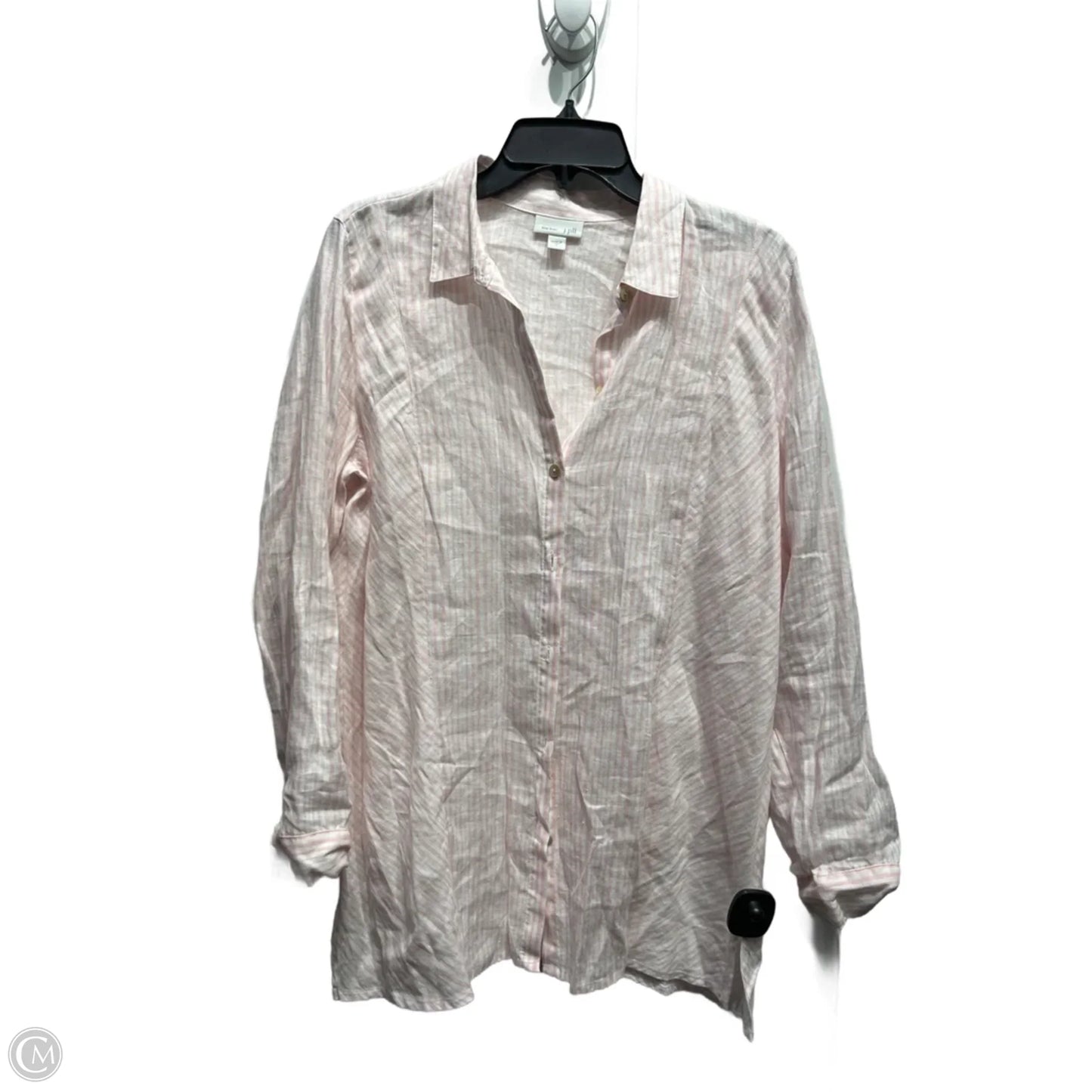 Top Long Sleeve By J. Jill In Pink & White, Size: M