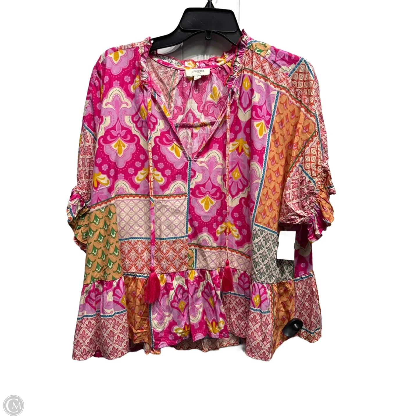 Top Short Sleeve By Umgee In Orange & Pink, Size: S