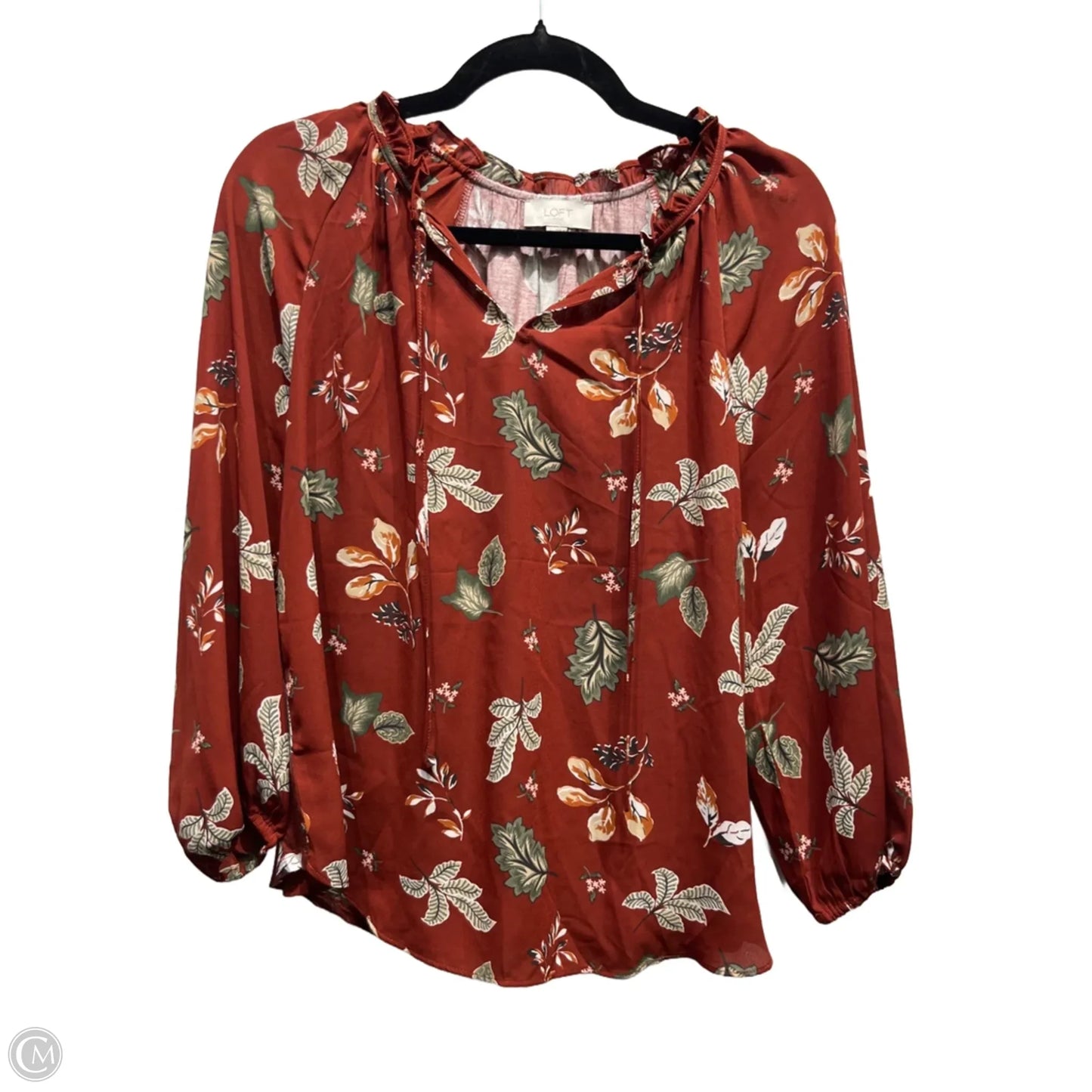 Top Long Sleeve By Loft In Green & Orange, Size: S
