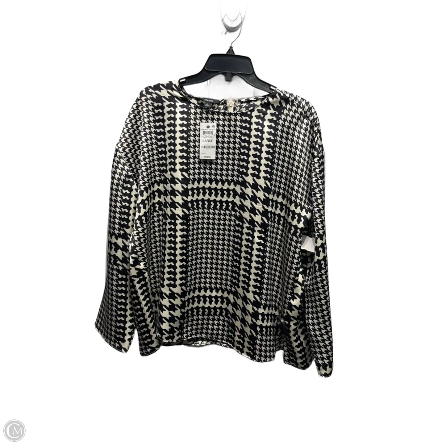 Blouse Long Sleeve By Alfani In Black & White, Size: L
