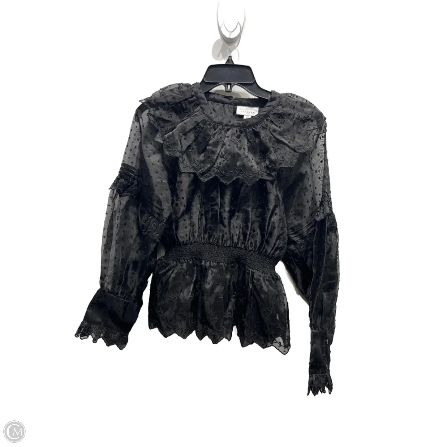 Blouse Long Sleeve By Topshop In Black, Size: 4