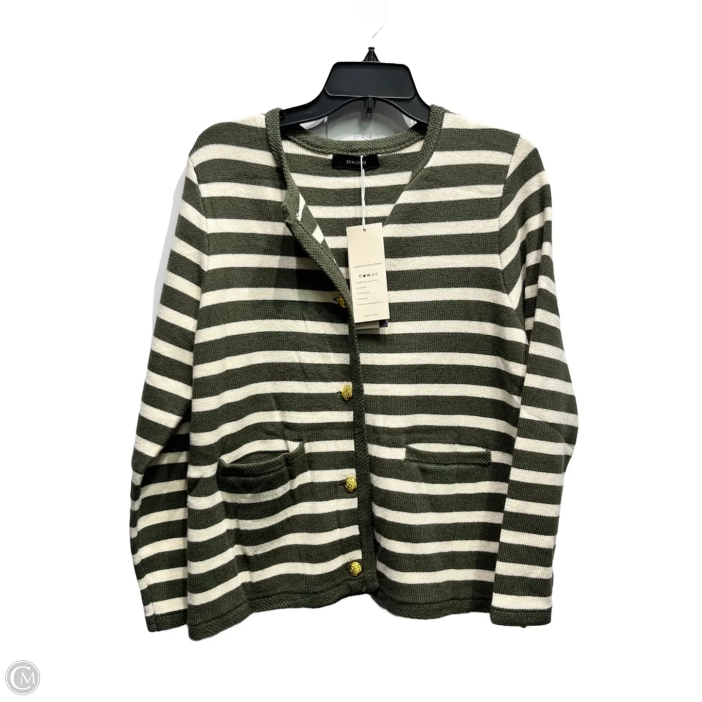 Sweater Cardigan By Dokotoo In Green & White, Size: M