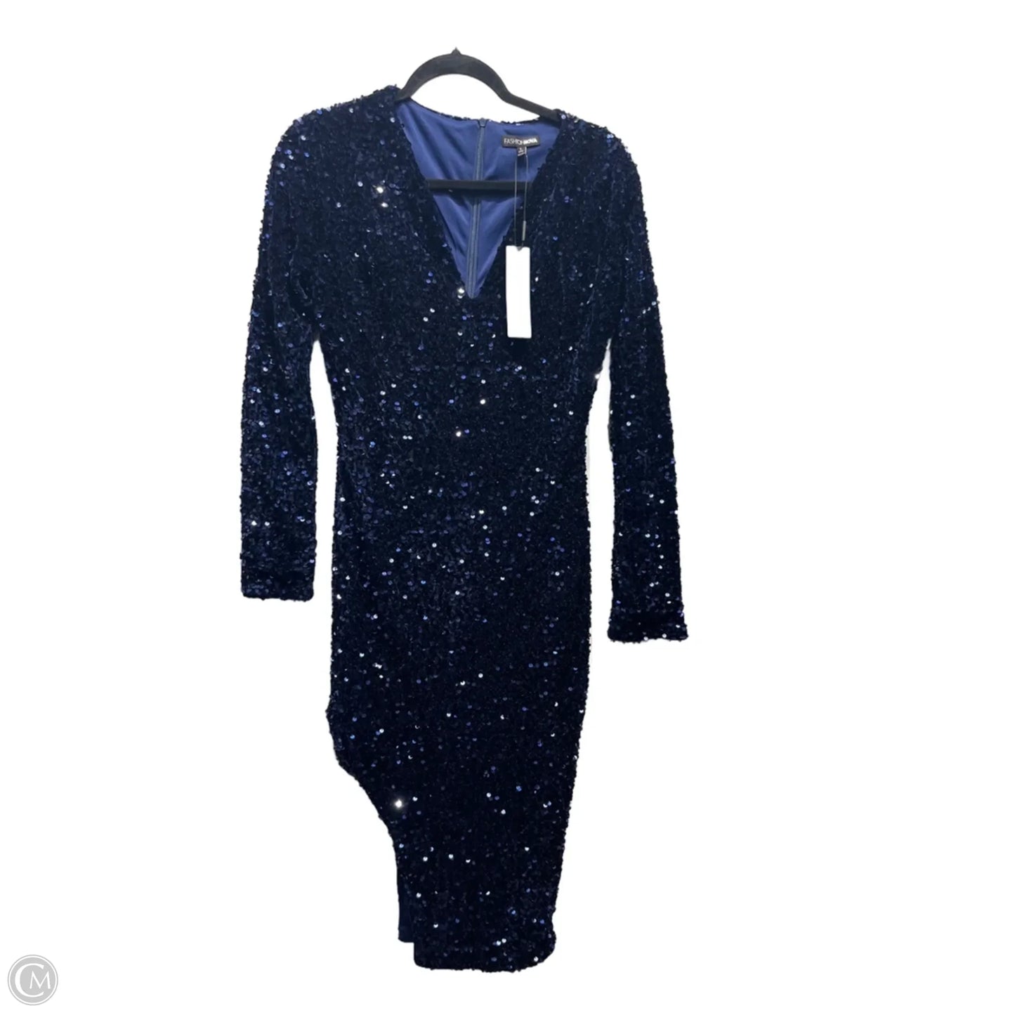 Dress Party Midi By Fashion Nova In Blue, Size: L