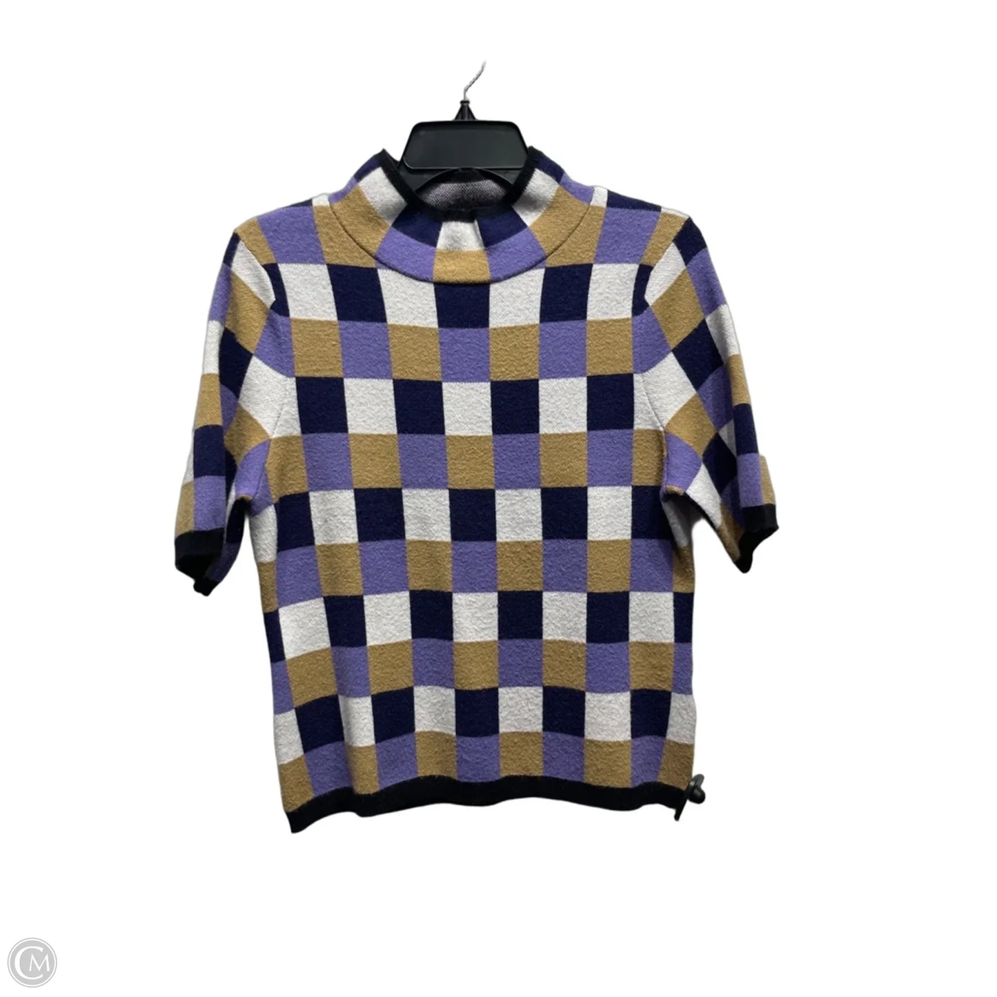 Top Short Sleeve By Anthropologie In Purple & Tan, Size: L