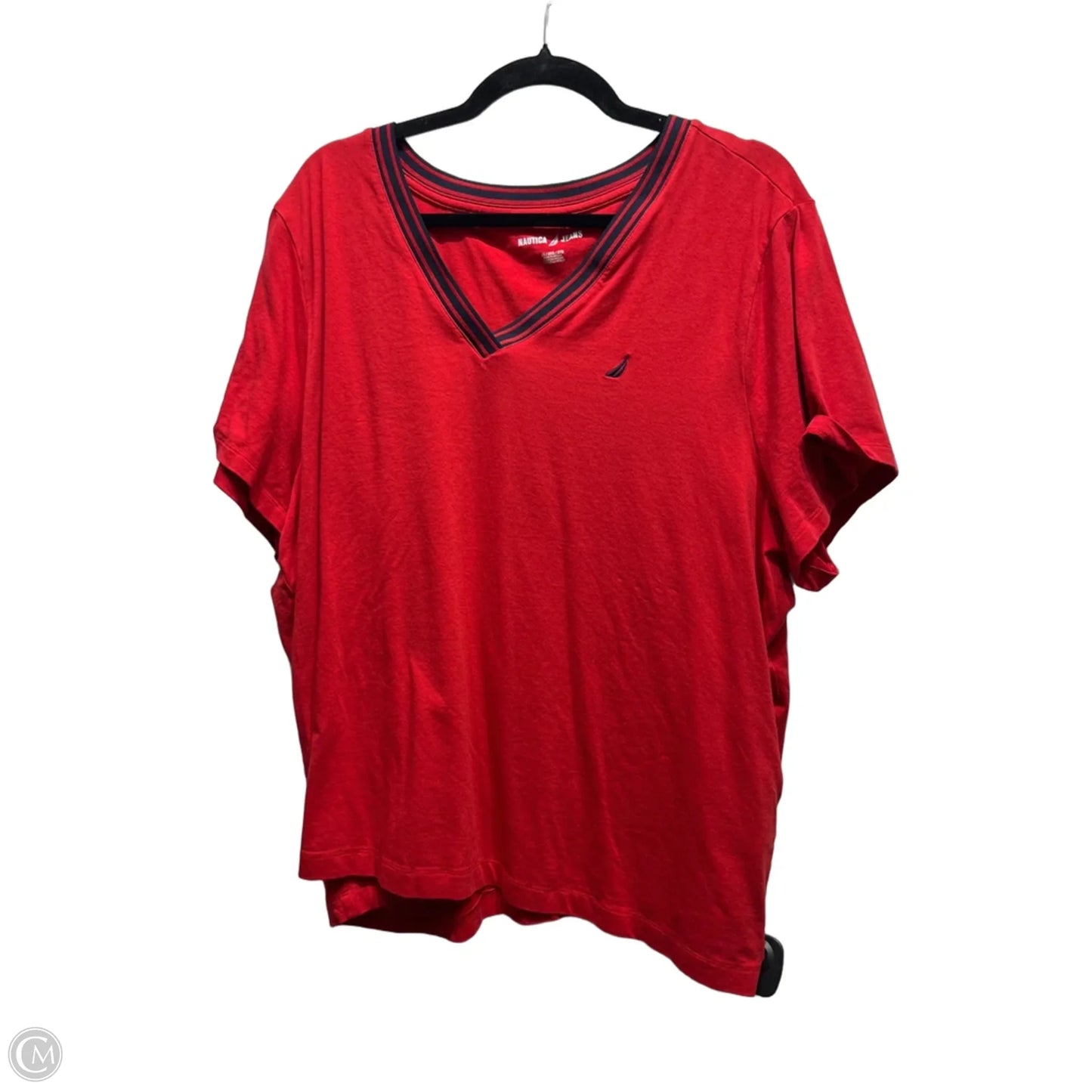 Top Short Sleeve By Nautica In Blue & Red, Size: 2x