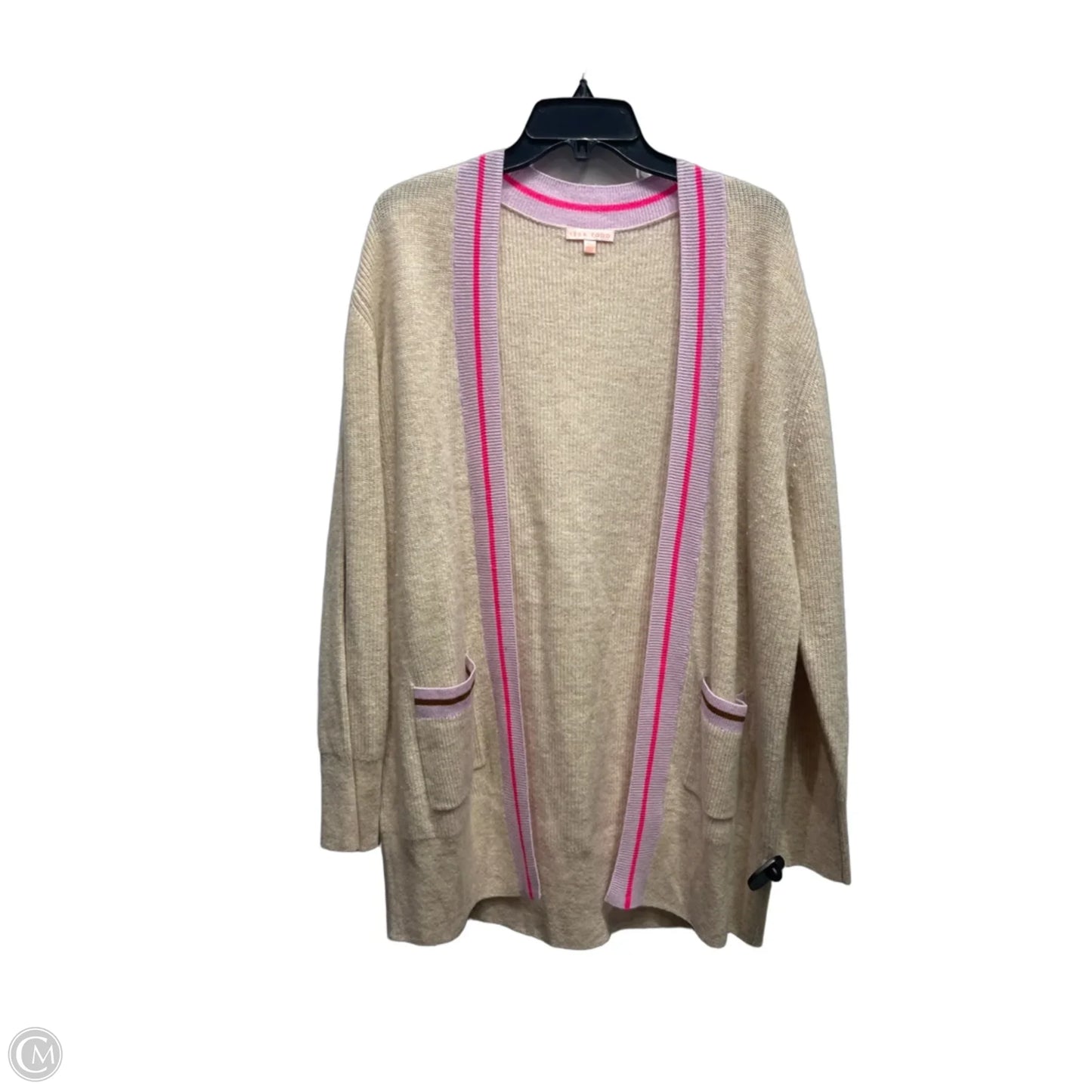 Sweater Cardigan By lisa todd In Cream & Purple, Size: L