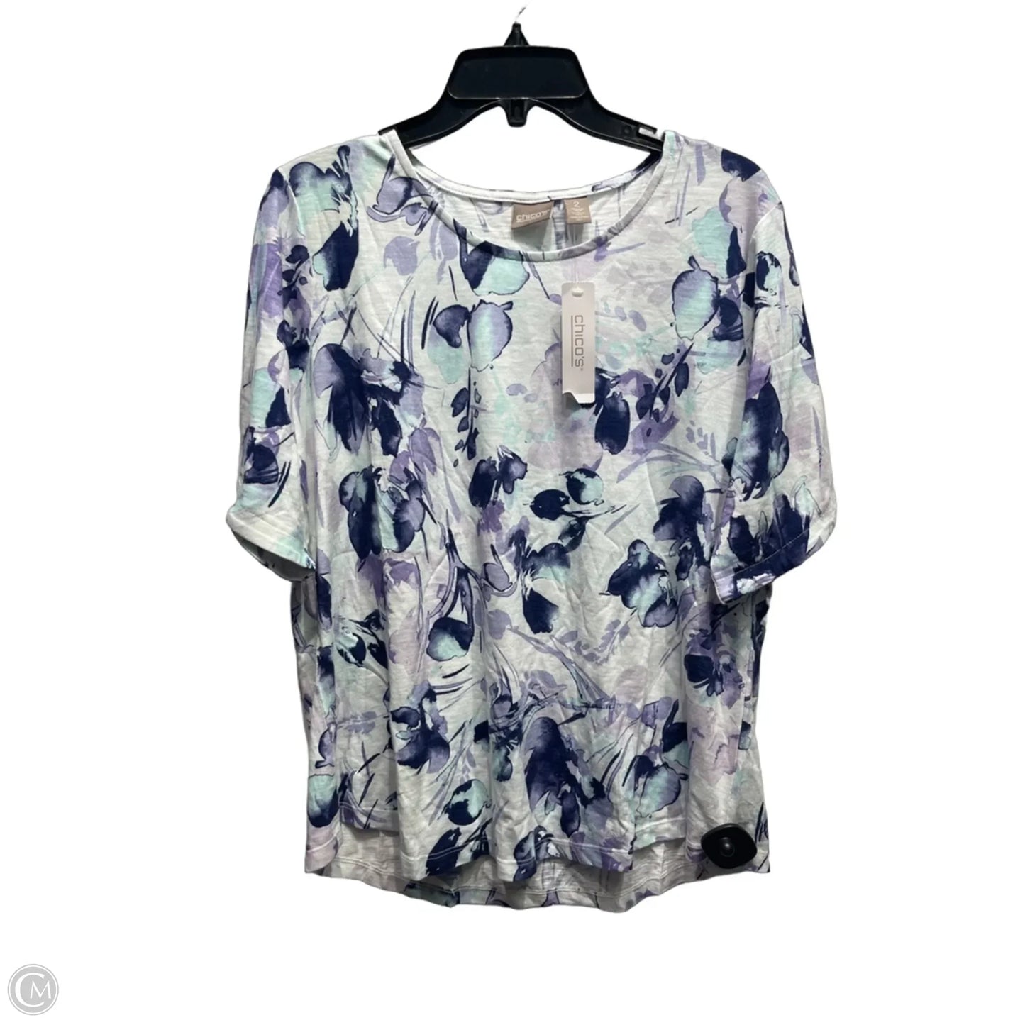 Top Short Sleeve By Chicos In Blue & Purple, Size: L