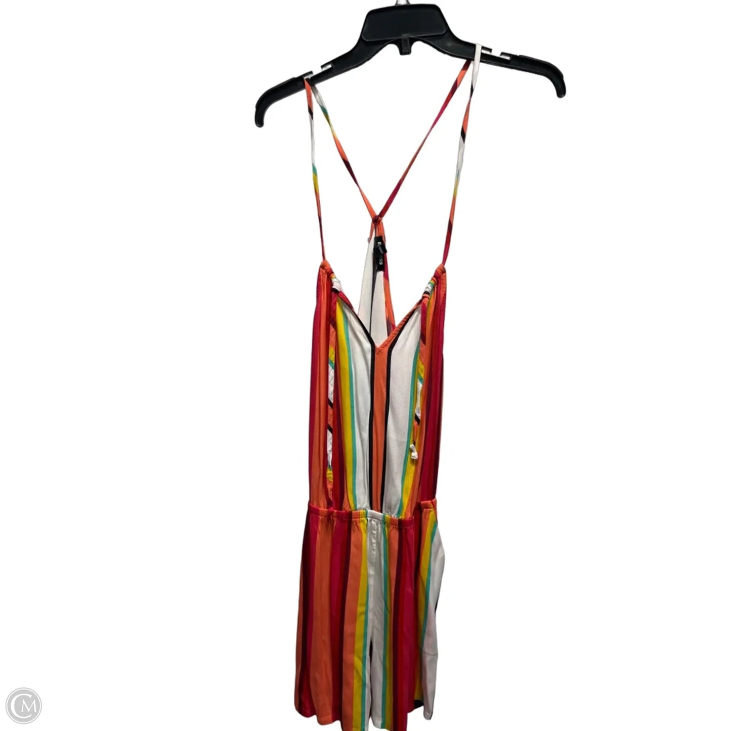 Romper By Express In Orange & White, Size: S