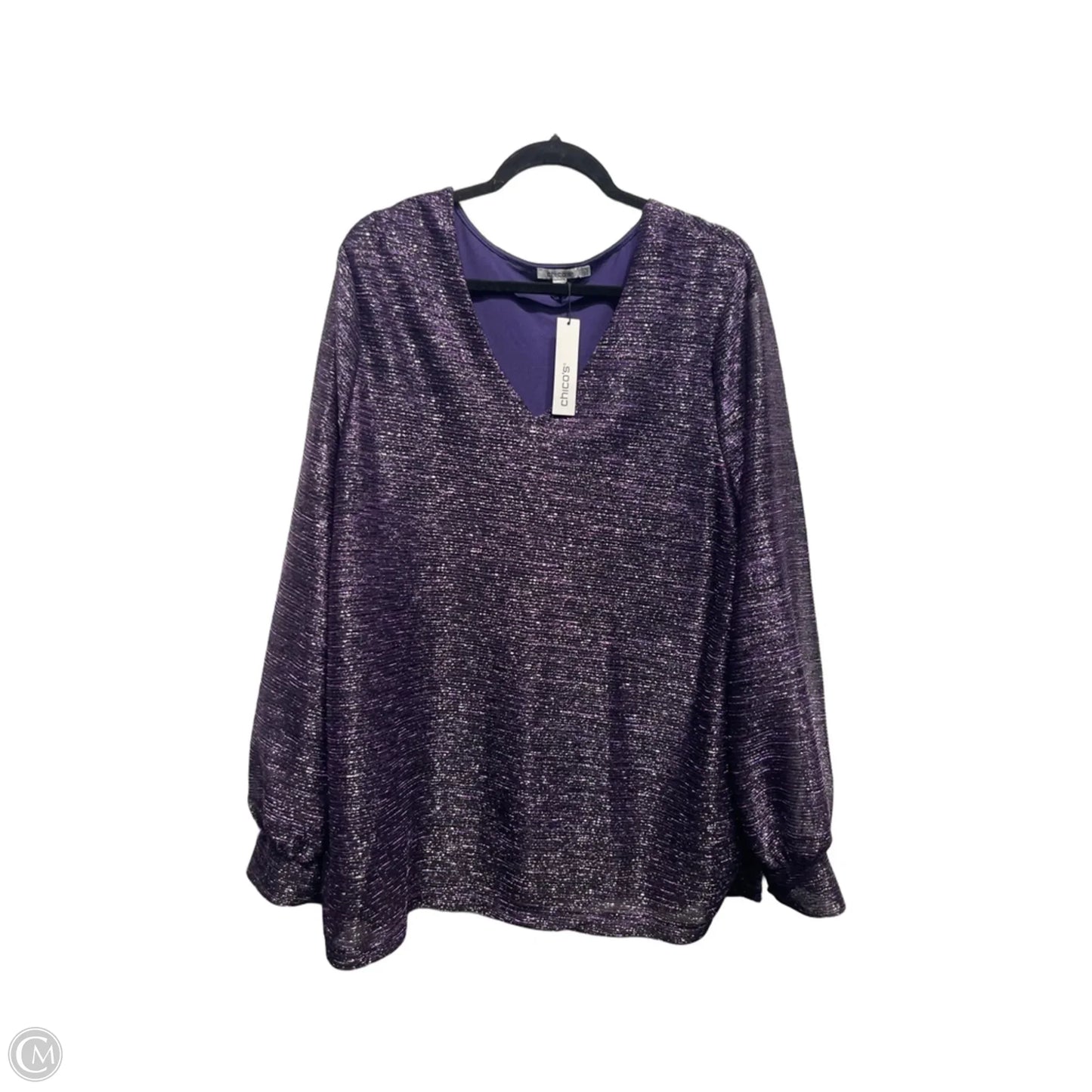 Blouse Long Sleeve By Chicos In Purple, Size: Xxl
