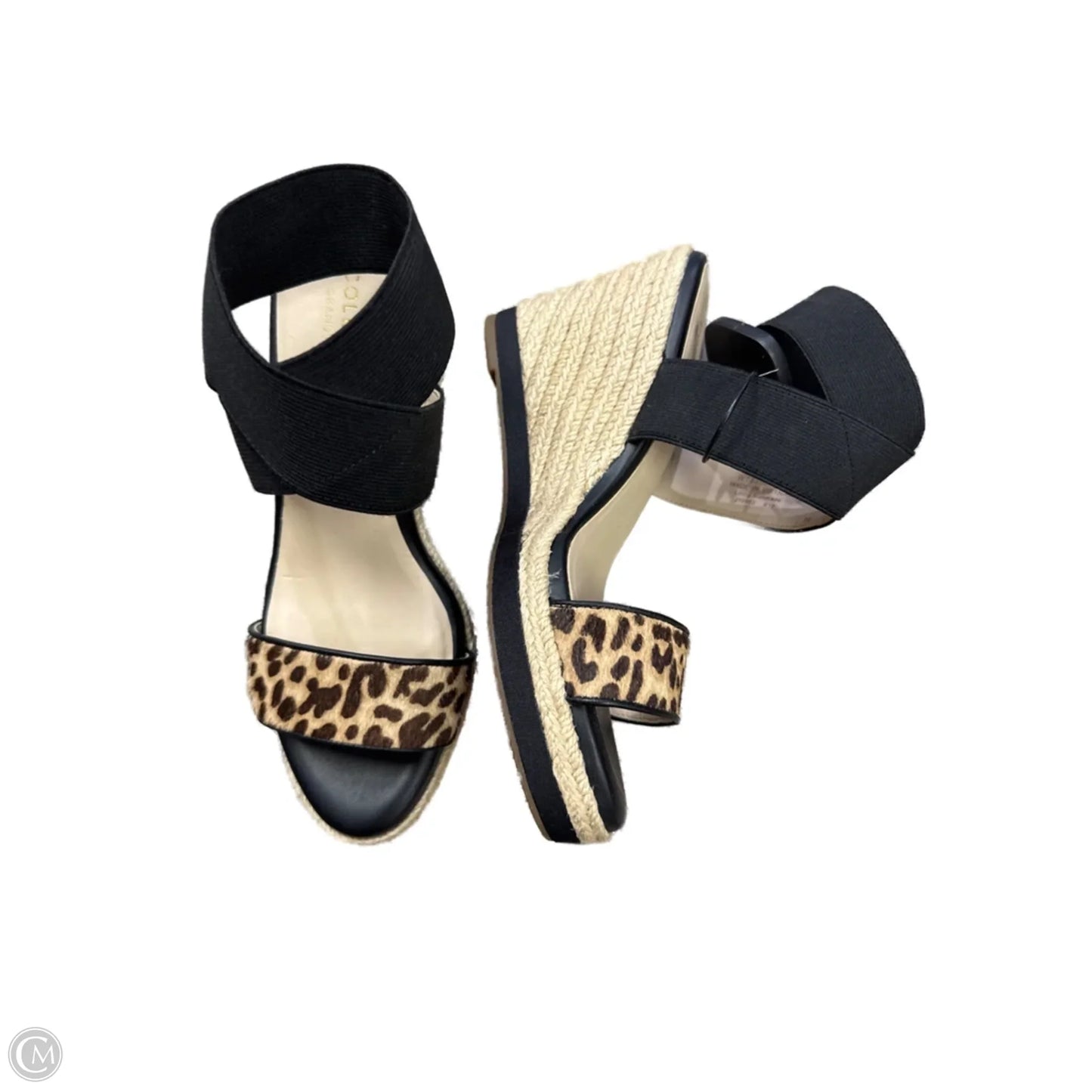 Sandals Heels Wedge By Cole-haan In Black & Tan, Size: 6