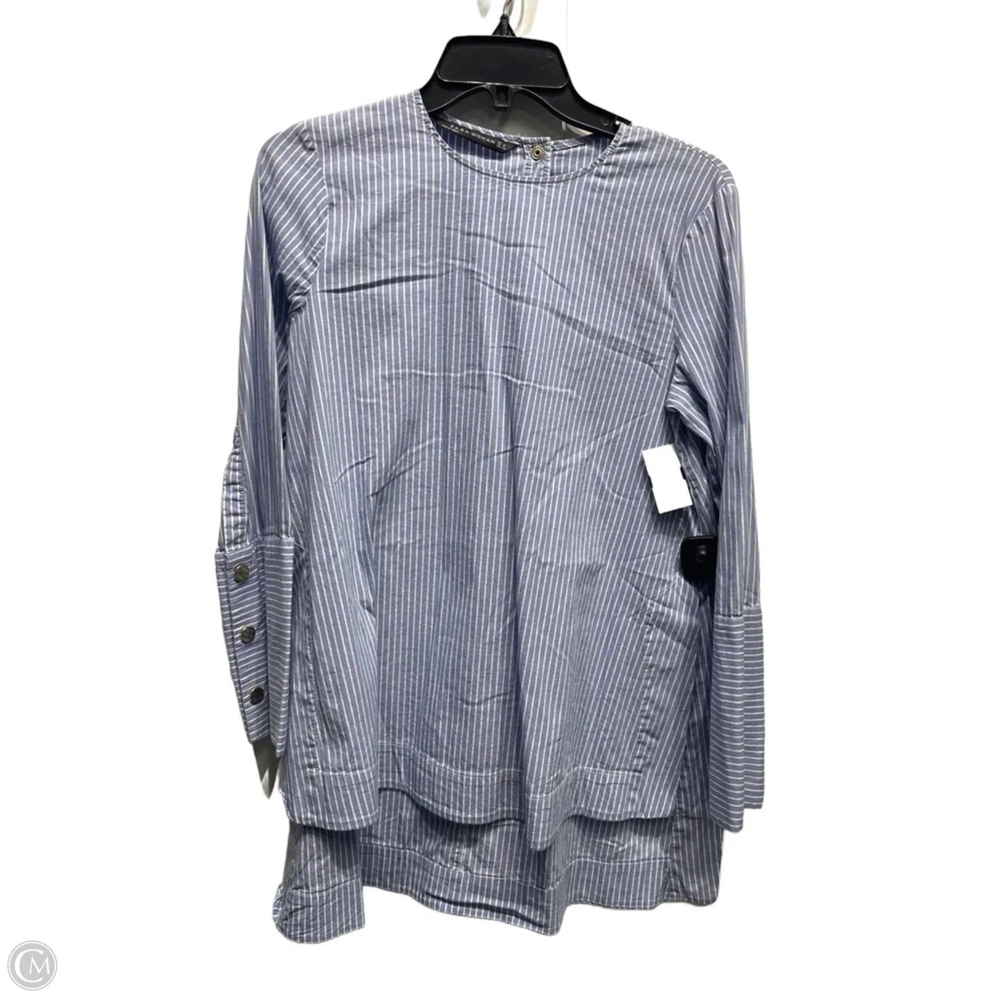 Top Long Sleeve By Zara In Blue & White, Size: Xs
