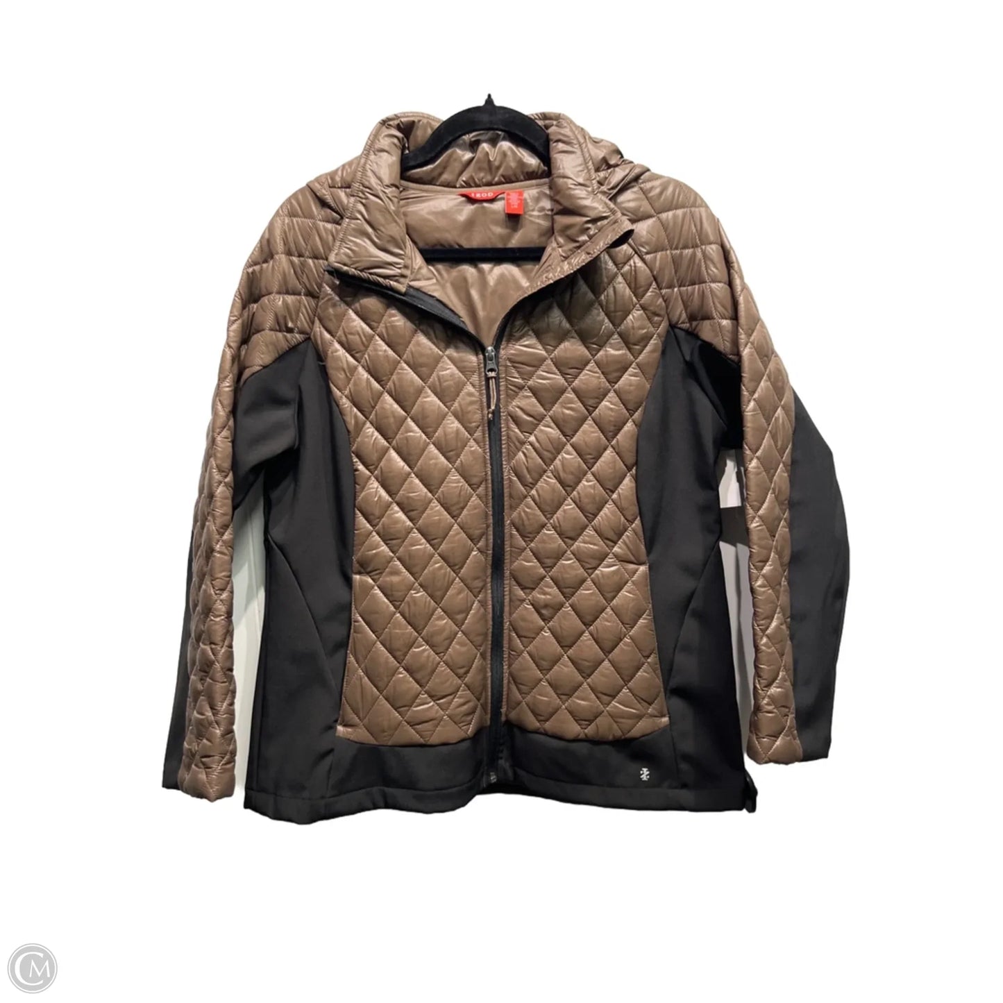 Jacket Puffer & Quilted By Izod In Black & Brown, Size: L