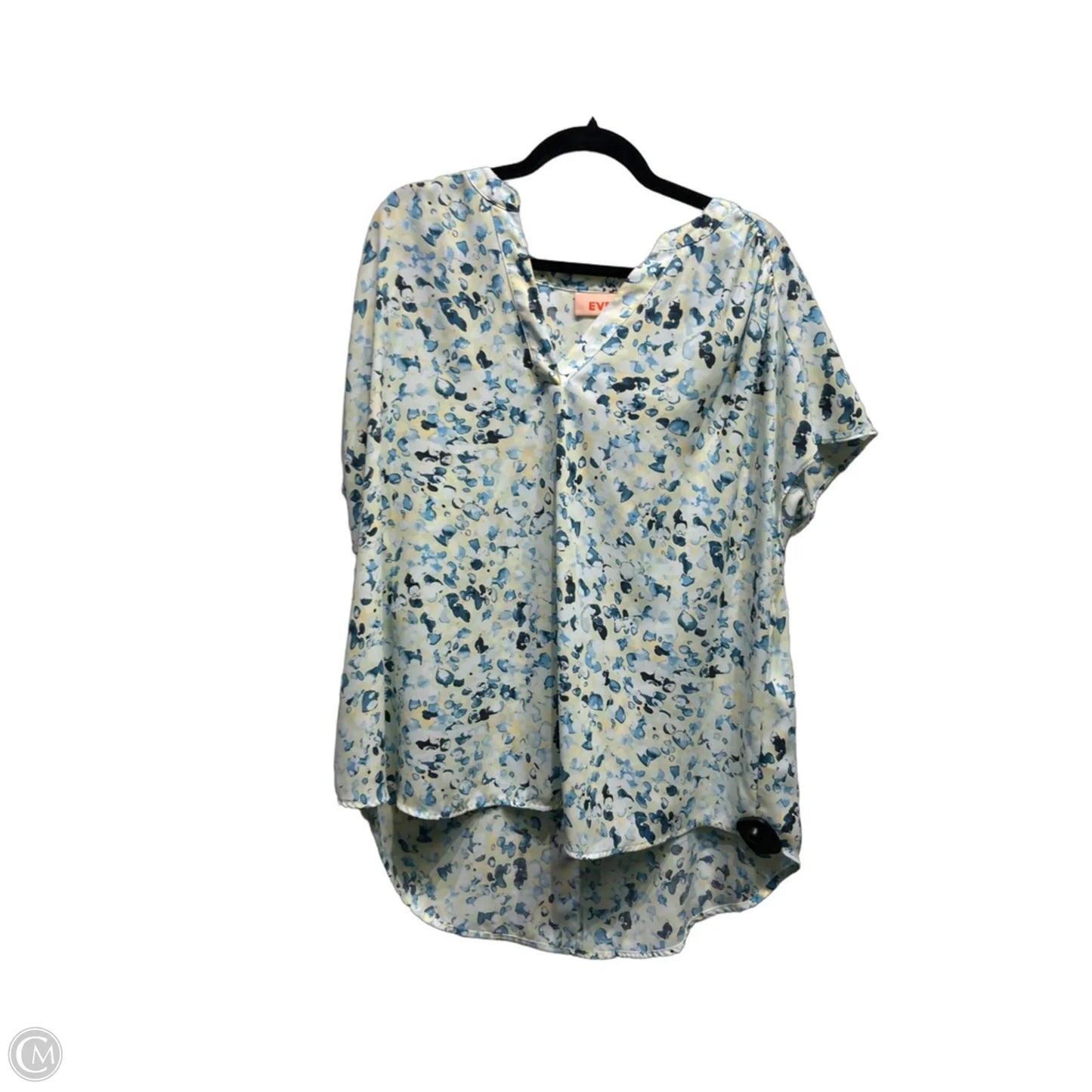 Top Short Sleeve By Evri In Blue & Yellow, Size: 1x