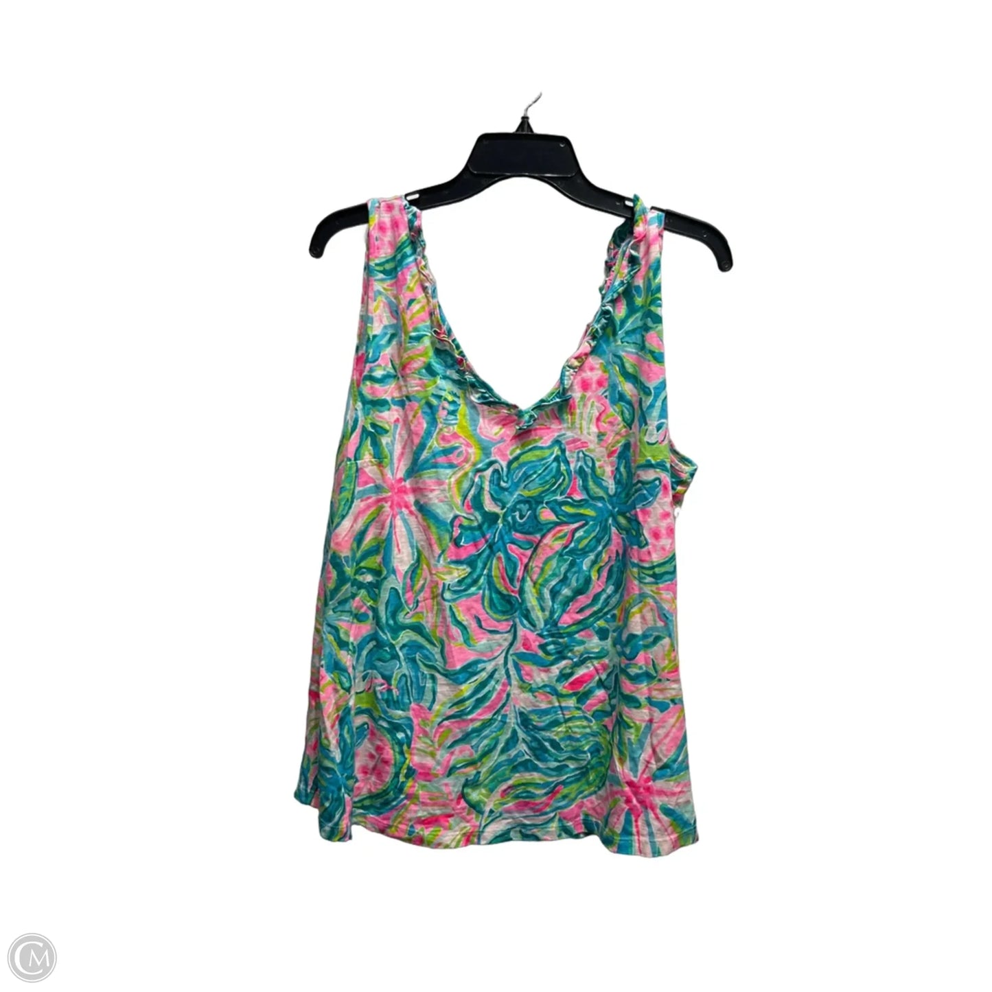Top Sleeveless Designer By Lilly Pulitzer In Green & Pink, Size: Xl