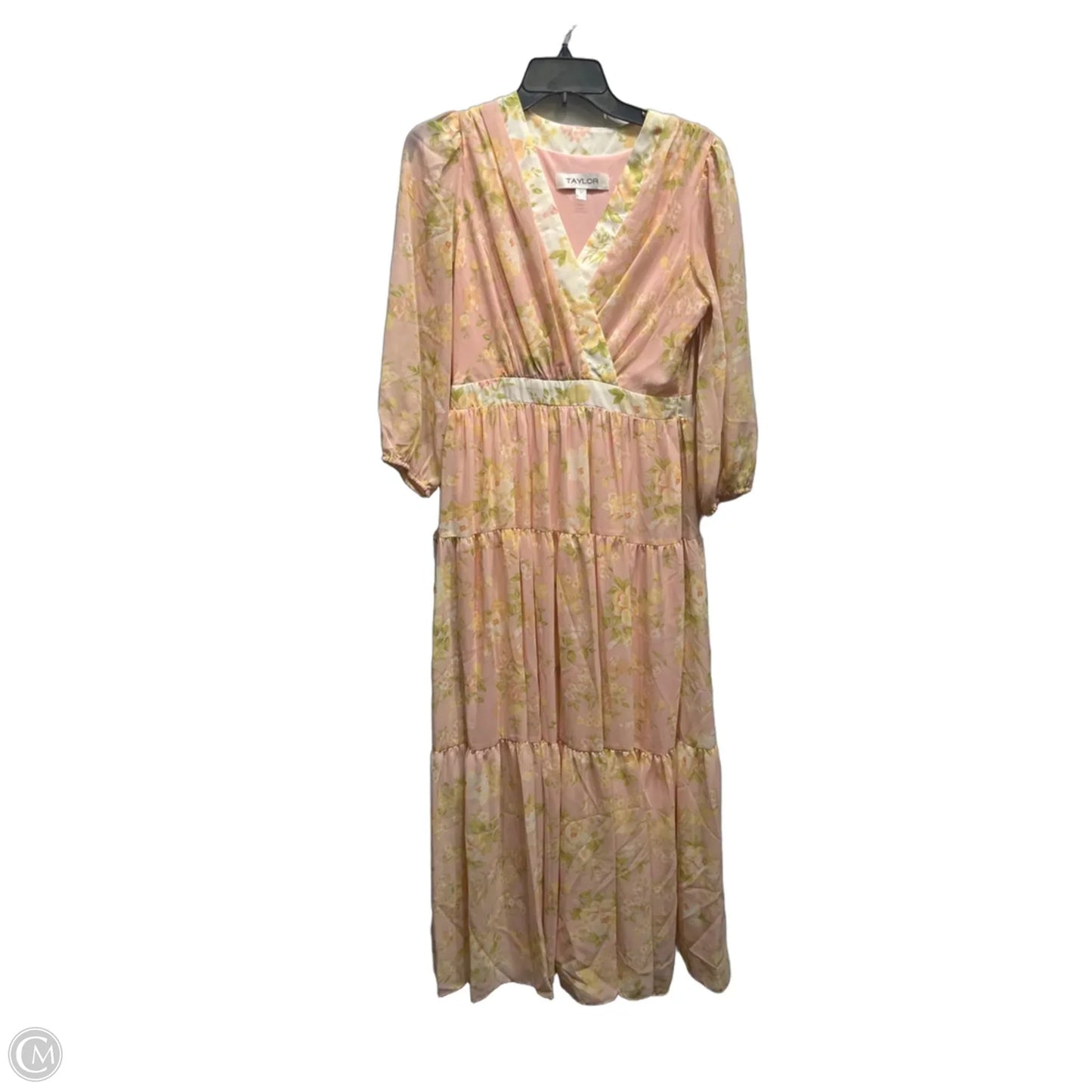 Dress Party Long By Taylor In Pink & Yellow, Size: 6