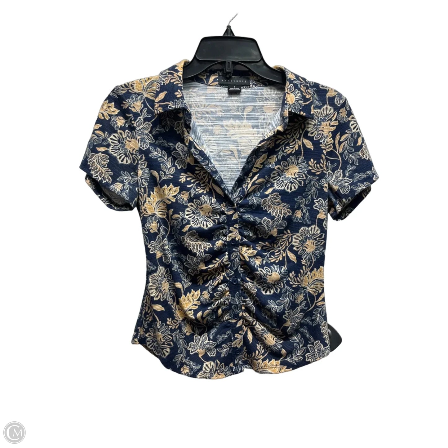 Top Short Sleeve By Sanctuary In Blue & Tan, Size: S