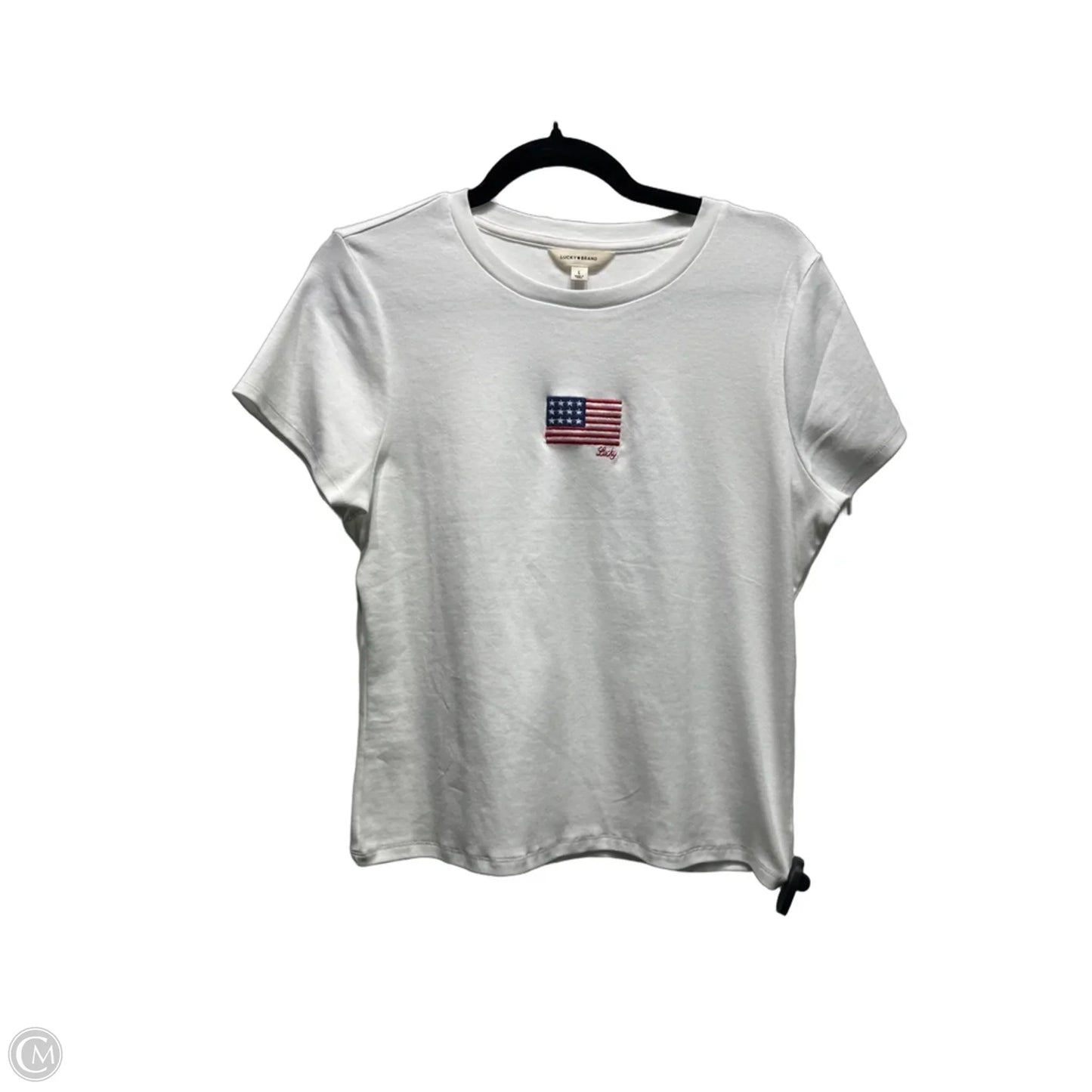 Top Short Sleeve Basic By Lucky Brand In Red & White, Size: L