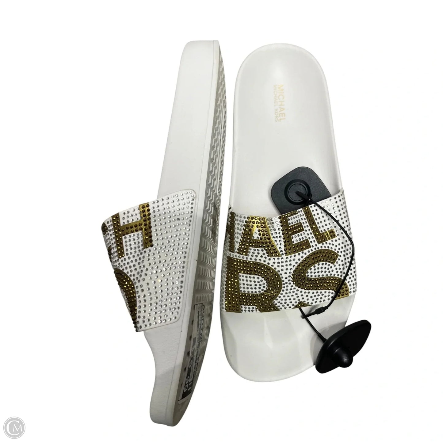 Sandals Flats By Michael By Michael Kors In Gold & White, Size: 9