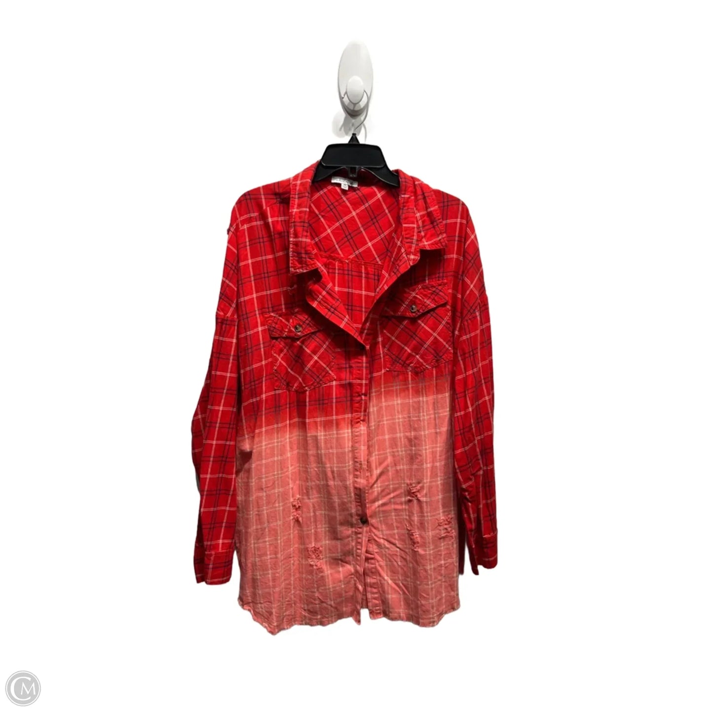 Top Long Sleeve By White Birch In Blue & Red, Size: 3x