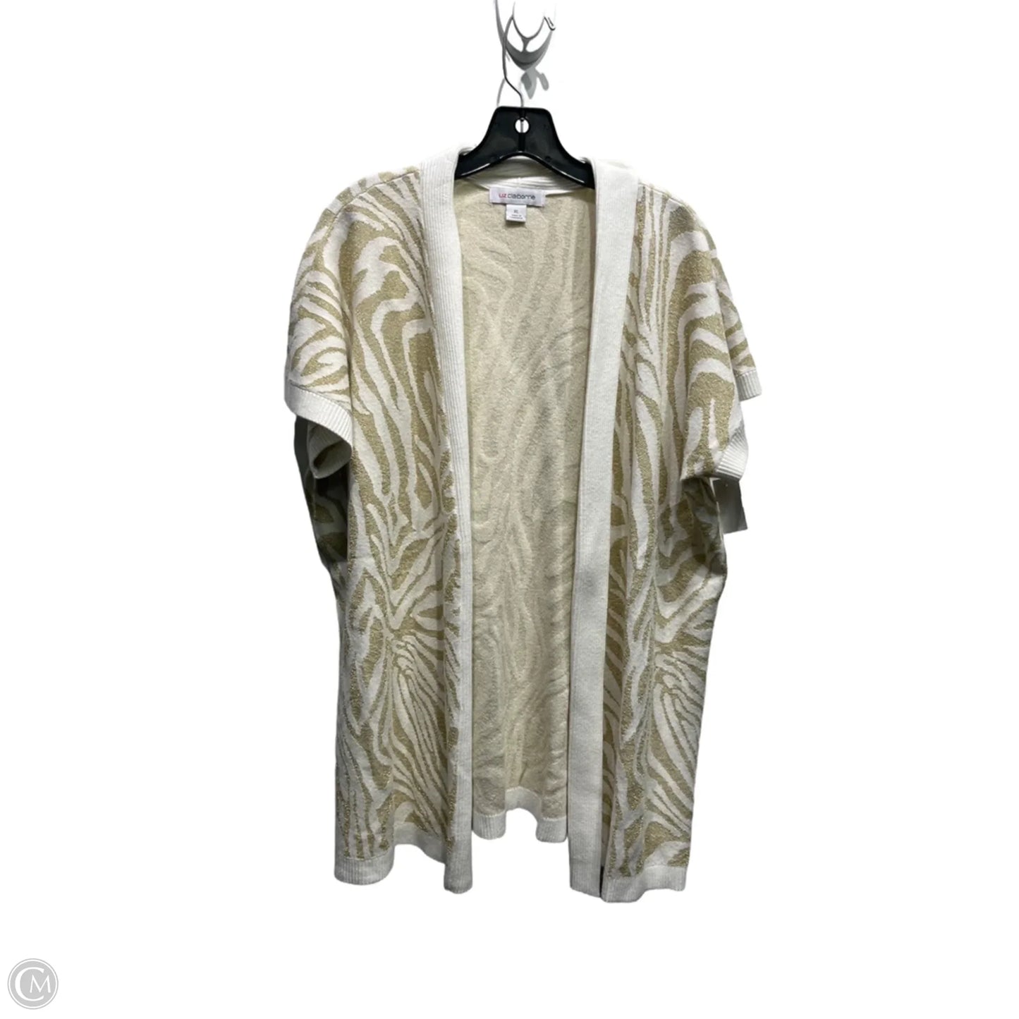 Sweater Cardigan By Liz Claiborne In Tan & White, Size: Xl