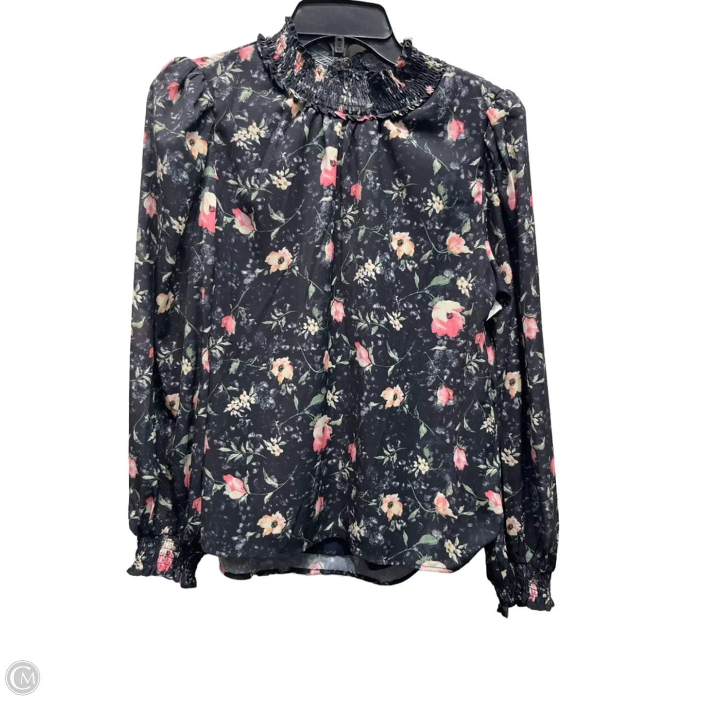 Blouse Long Sleeve By Tcec In Black & Pink, Size: S