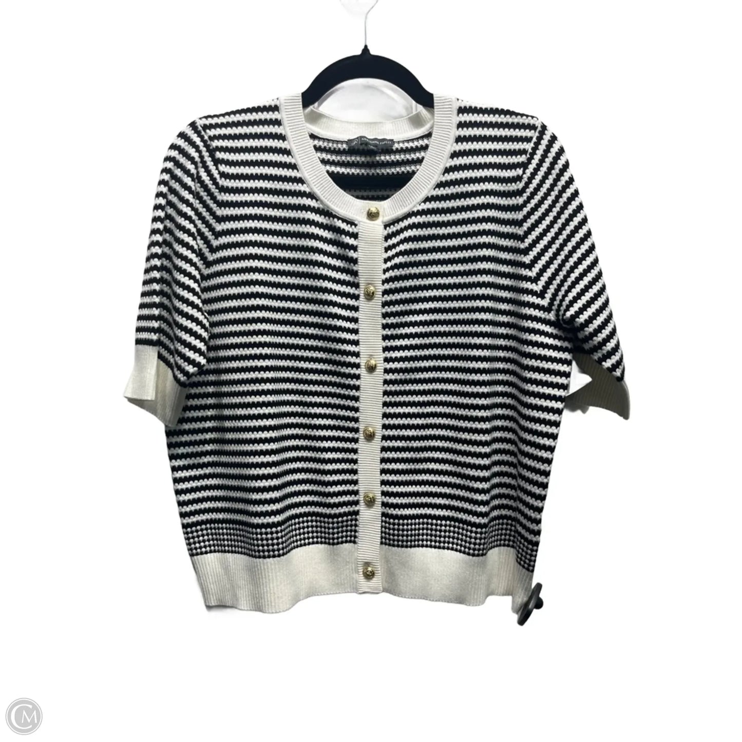 Sweater Short Sleeve By Adrianna Papell In Black & White, Size: L