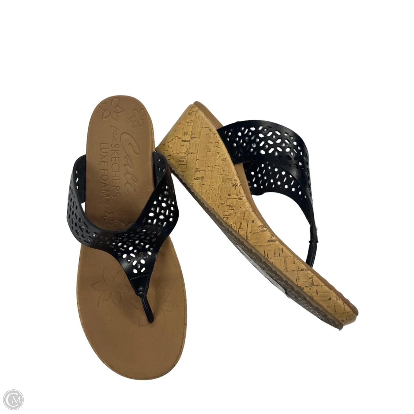 Sandals Heels Wedge By Skechers In Black, Size: 8.5