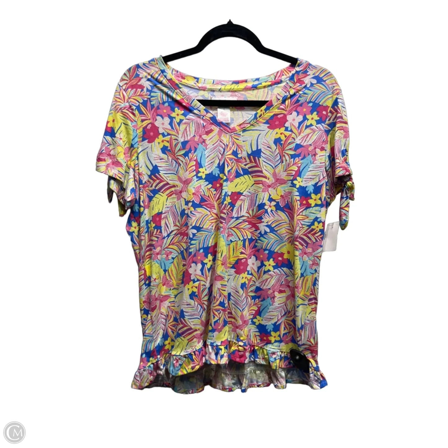 Top Short Sleeve By Stella Parker In Blue & Pink, Size: L