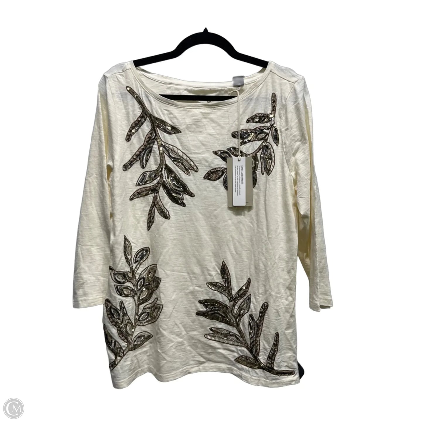 Top 3/4 Sleeve By Tommy Bahama In Cream, Size: L