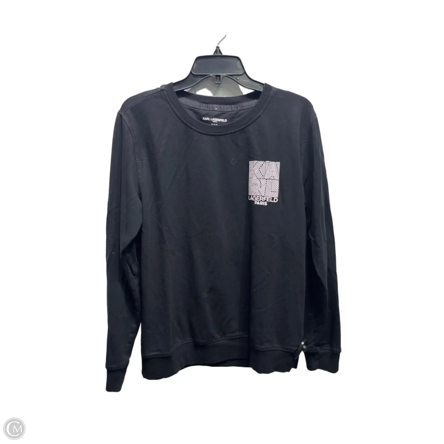 Top Long Sleeve Designer By Karl Lagerfeld In Black & White, Size: M
