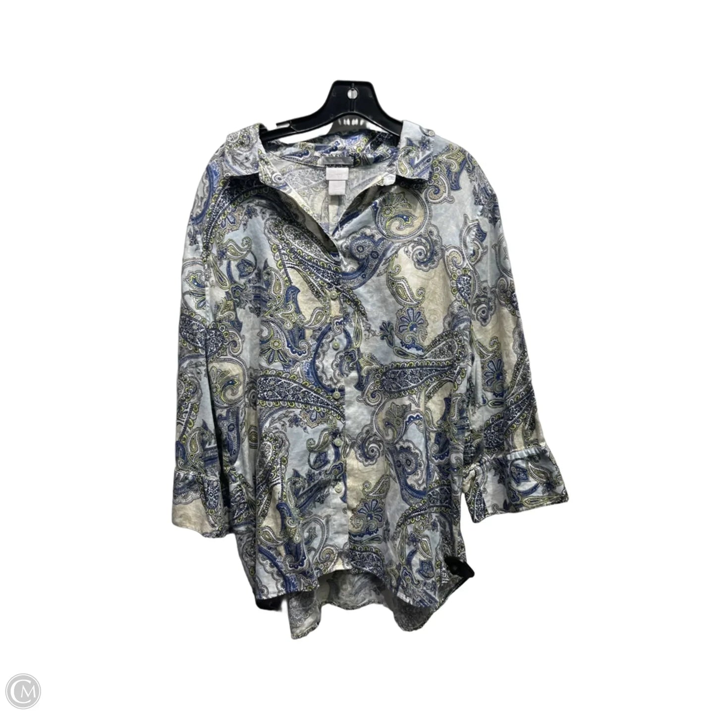 Top Long Sleeve By Chicos In Blue & Green, Size: 16