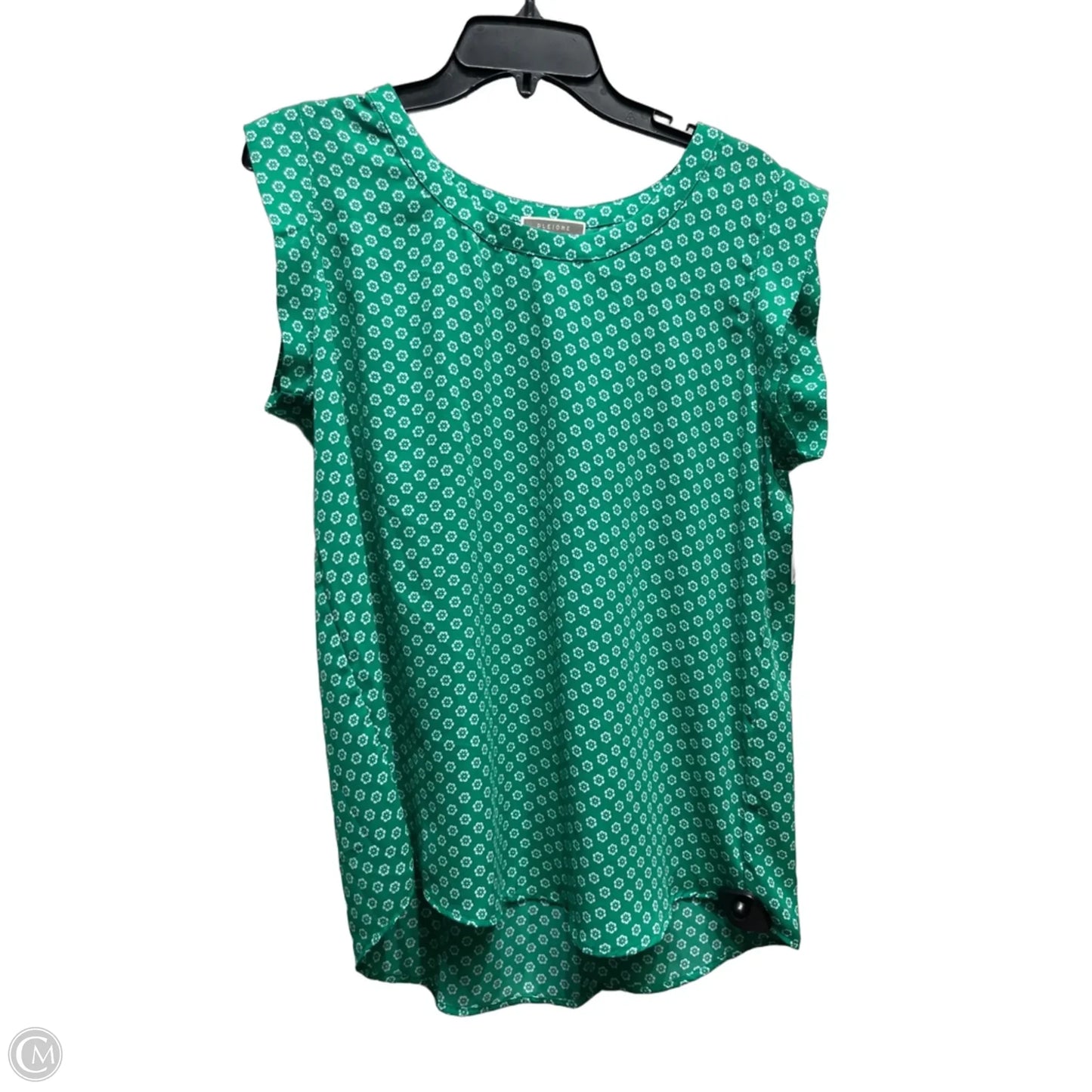 Top Short Sleeve By Pleione In Green & White, Size: L