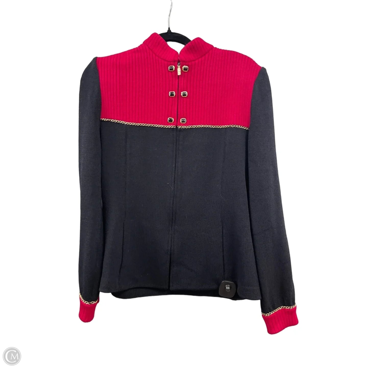 Jacket Luxury Designer By St John Collection In Black & Red, Size: 10