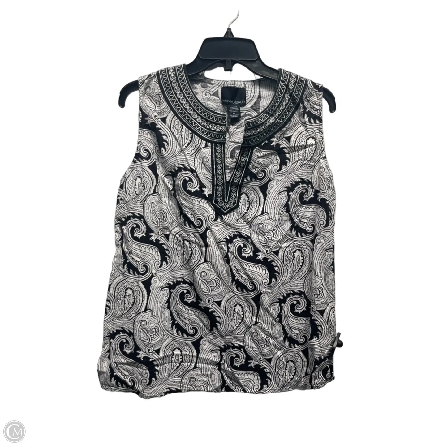 Top Sleeveless By Cynthia Rowley In Black & White, Size: Xl