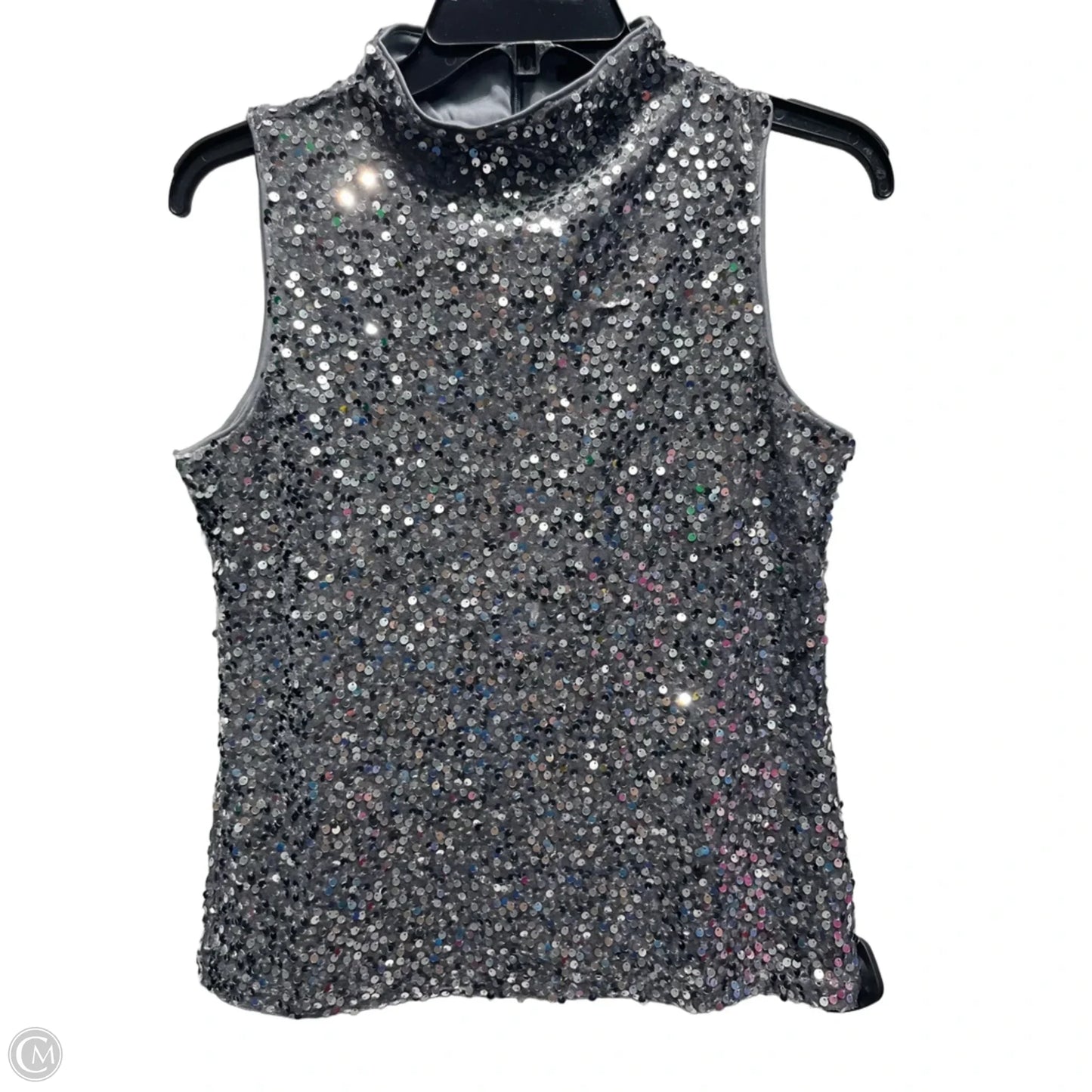 Top Sleeveless By Ann Taylor In Silver, Size: Xsp
