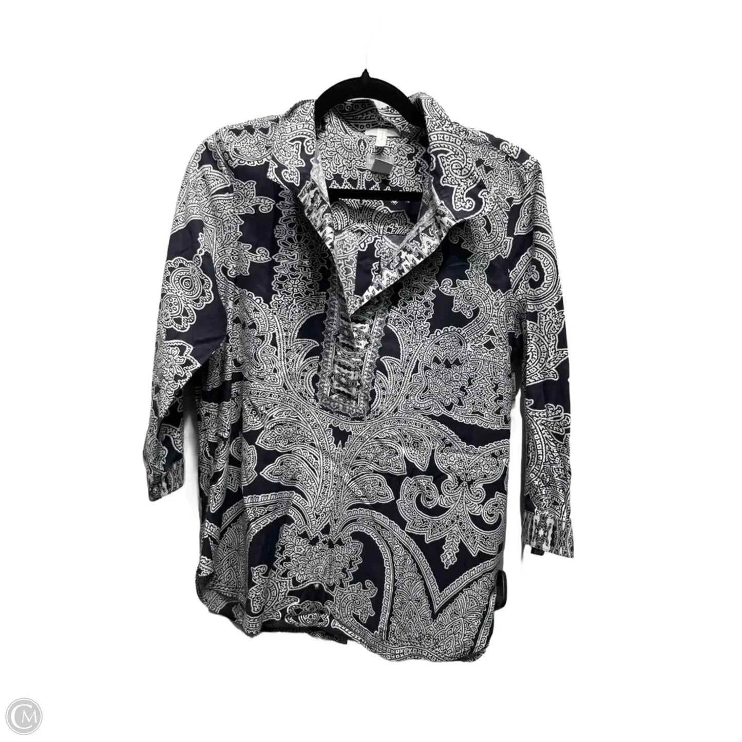 Top Long Sleeve By Chicos In Black & White, Size: 4