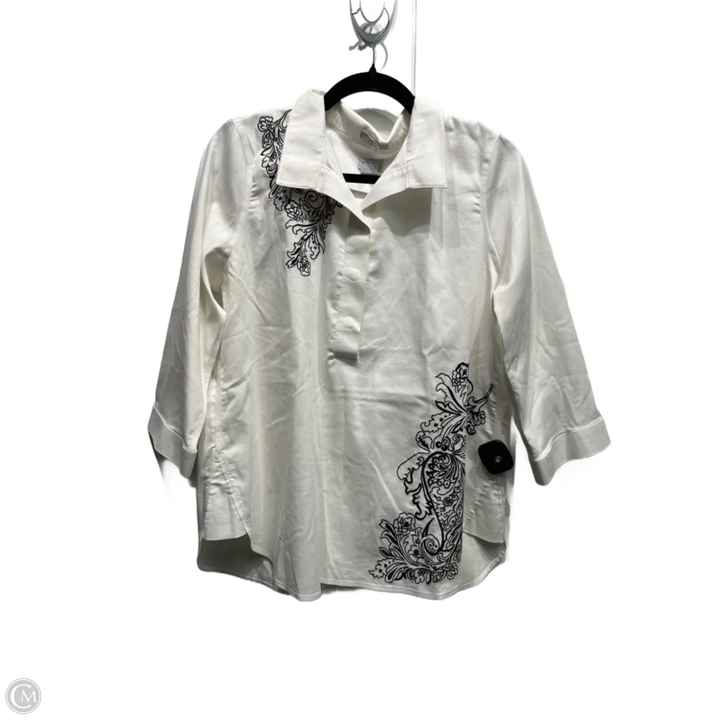 Top Long Sleeve By Chicos In Black & White, Size: 4