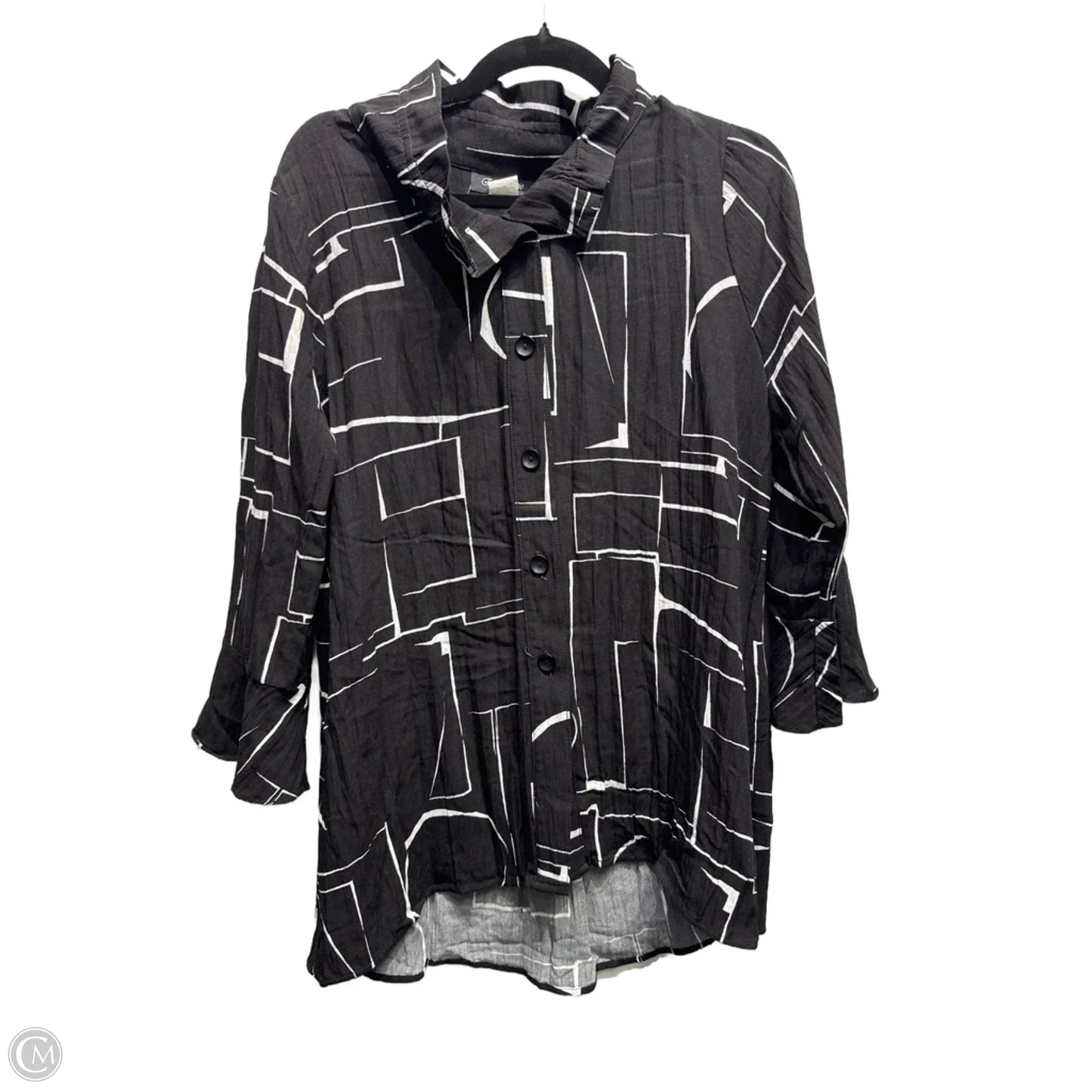 Top Long Sleeve By ela marie In Black & White, Size: M