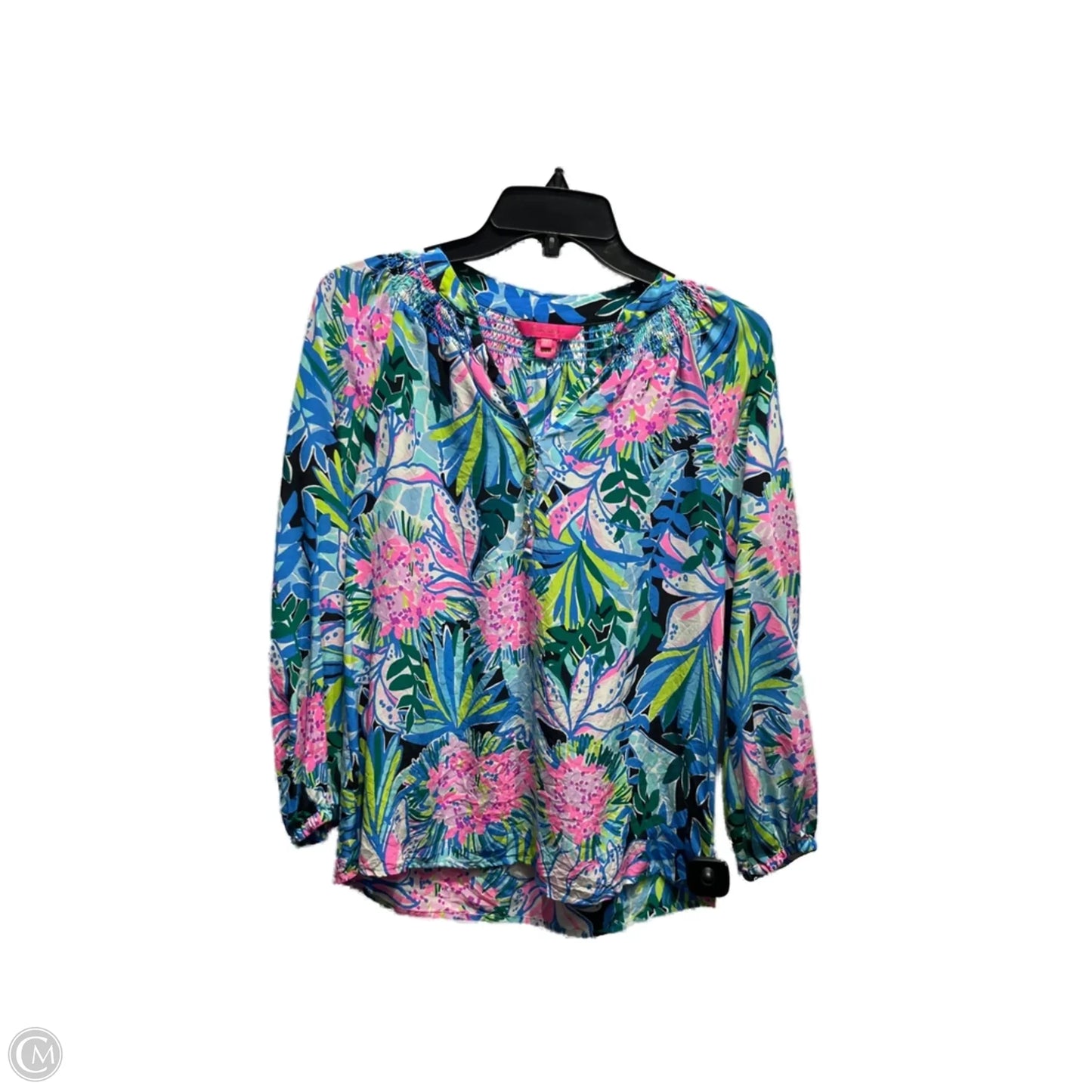 Top Long Sleeve Designer By Lilly Pulitzer In Blue & Pink, Size: Xxs