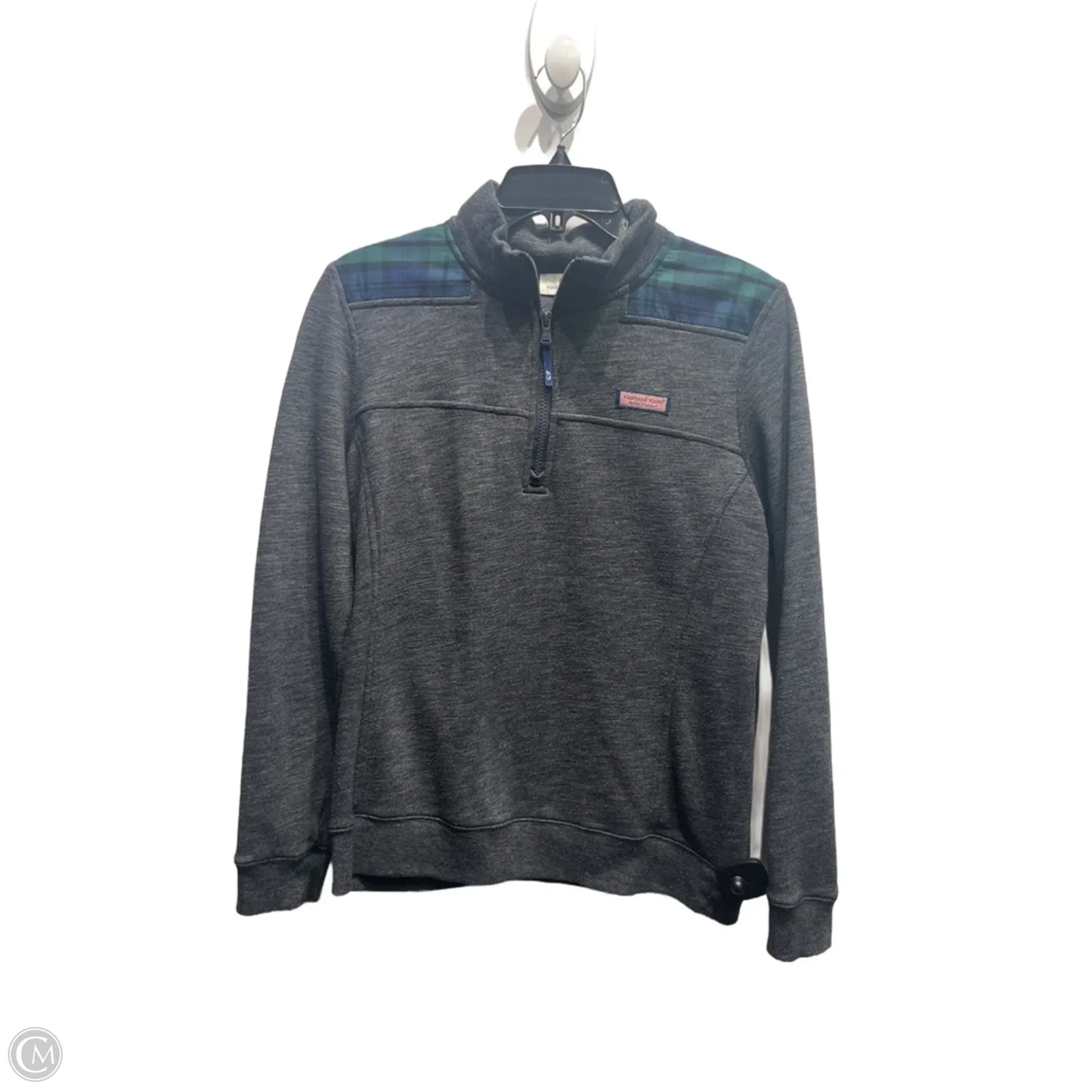 Sweatshirt Collar By Vineyard Vines In Green & Grey, Size: M