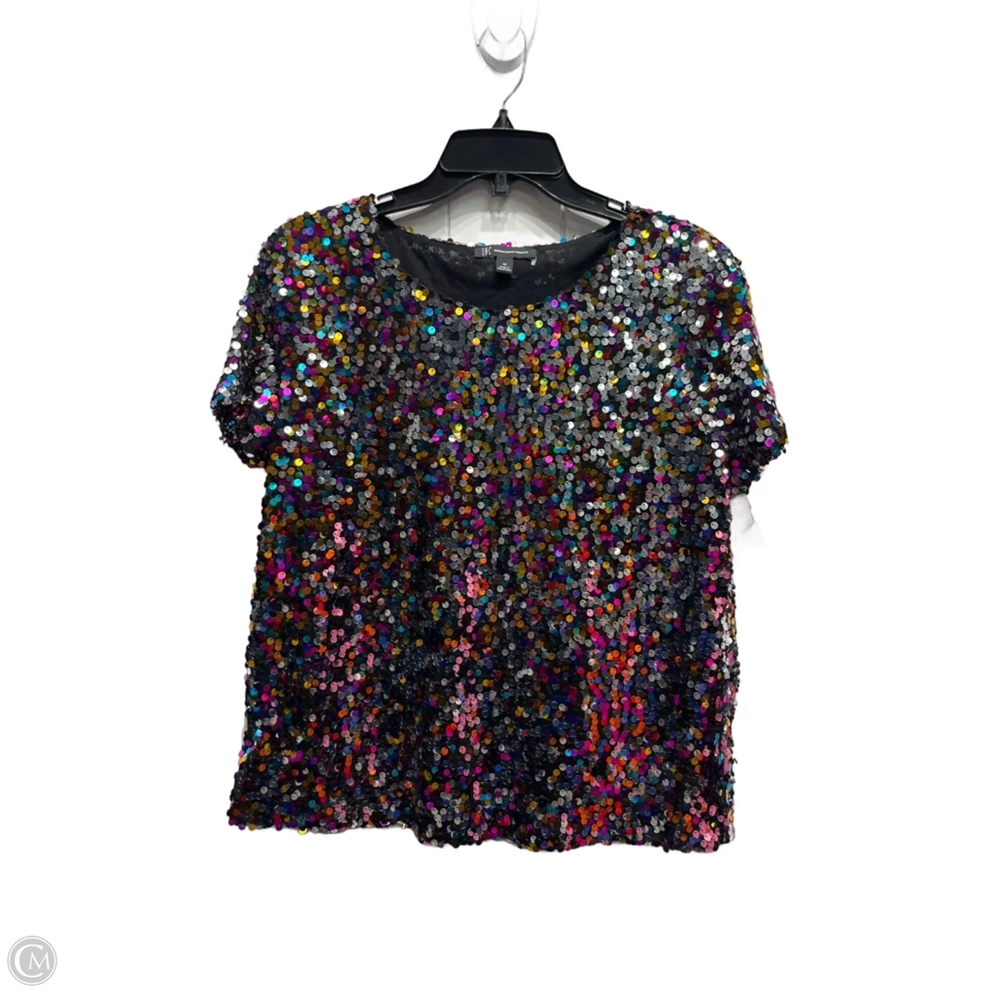 Top Short Sleeve By Inc In Black & Pink, Size: M