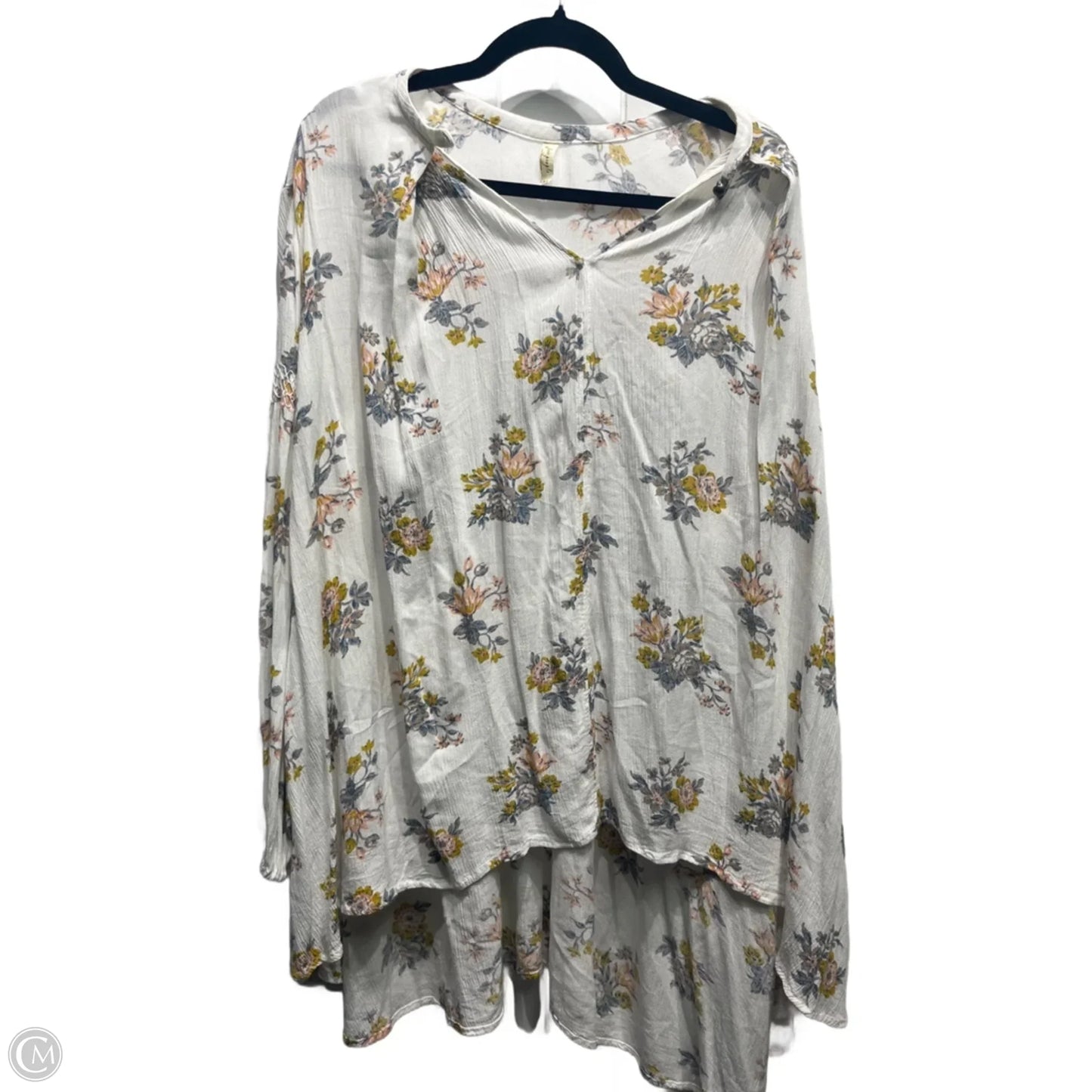 Top Long Sleeve By Free People In White & Yellow, Size: Xs