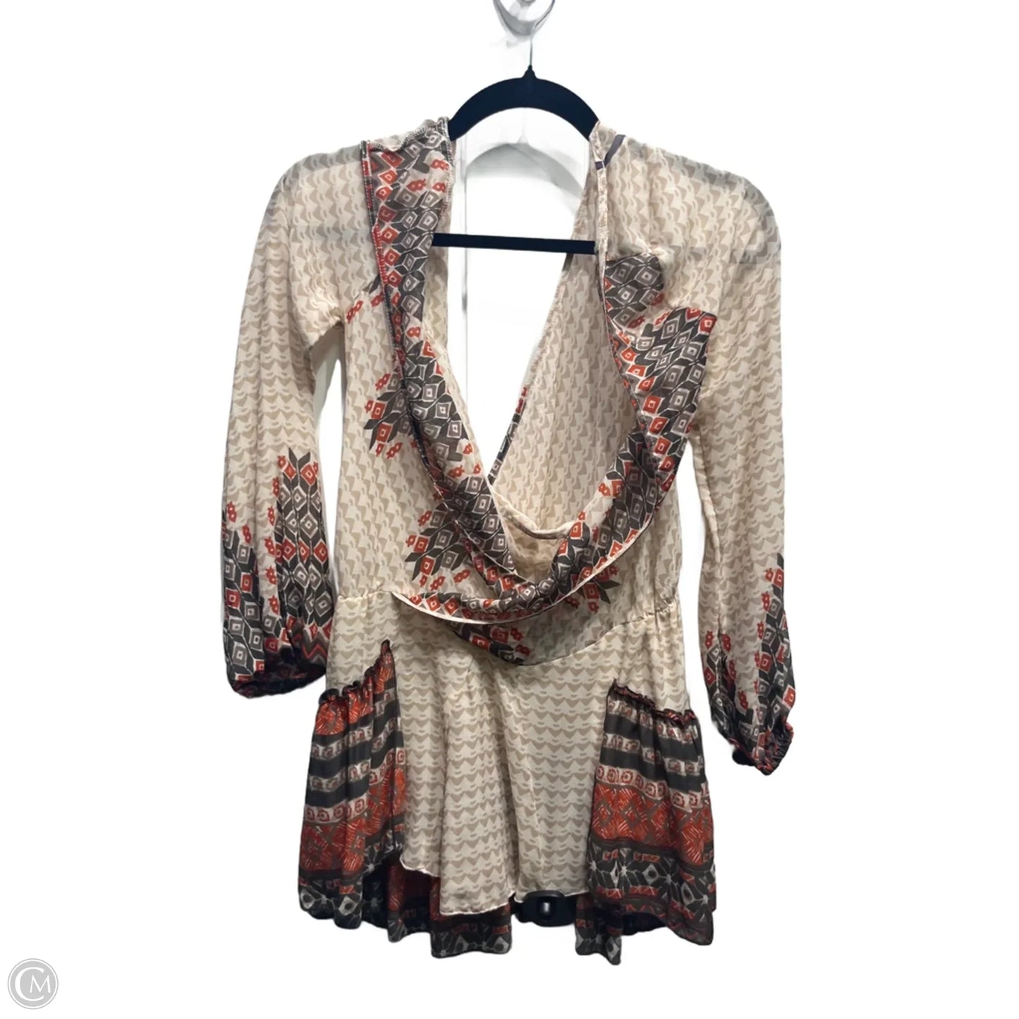 Top Long Sleeve By Free People In Cream & Red, Size: S
