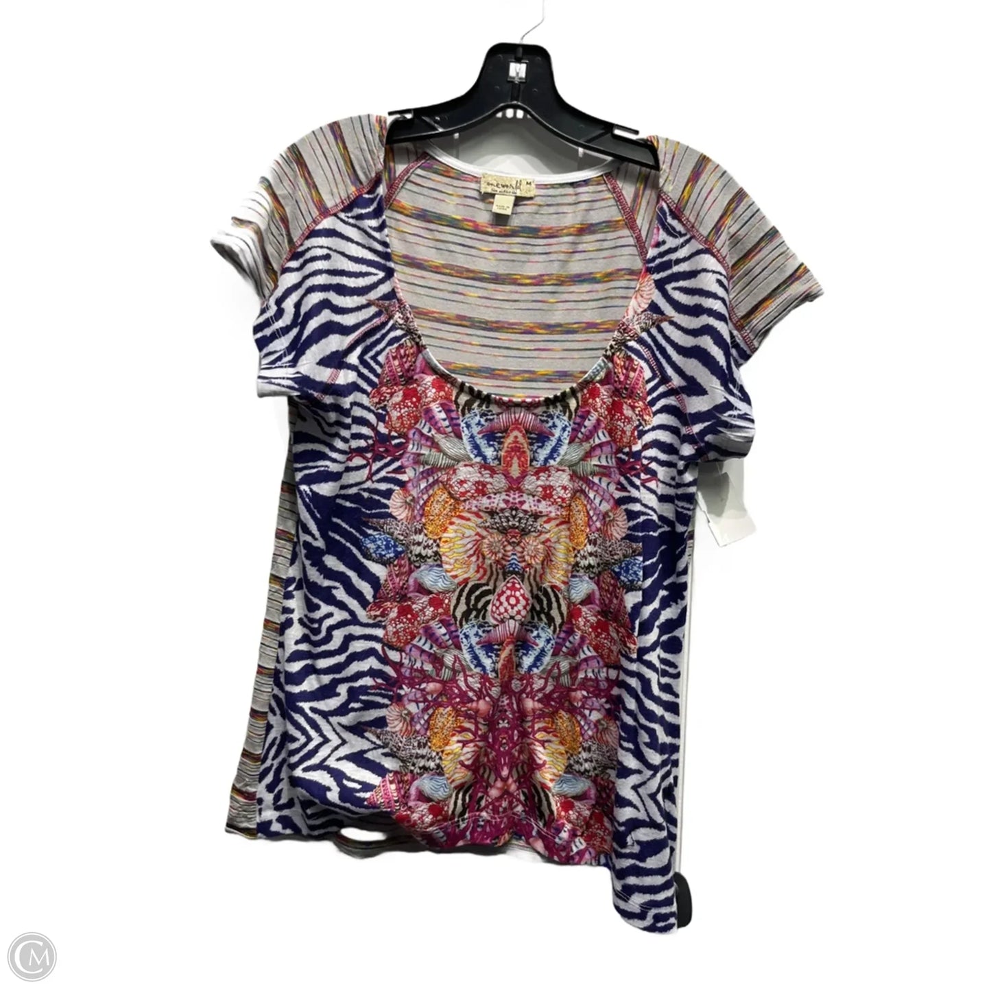 Top Short Sleeve By One World In Blue & Pink, Size: M