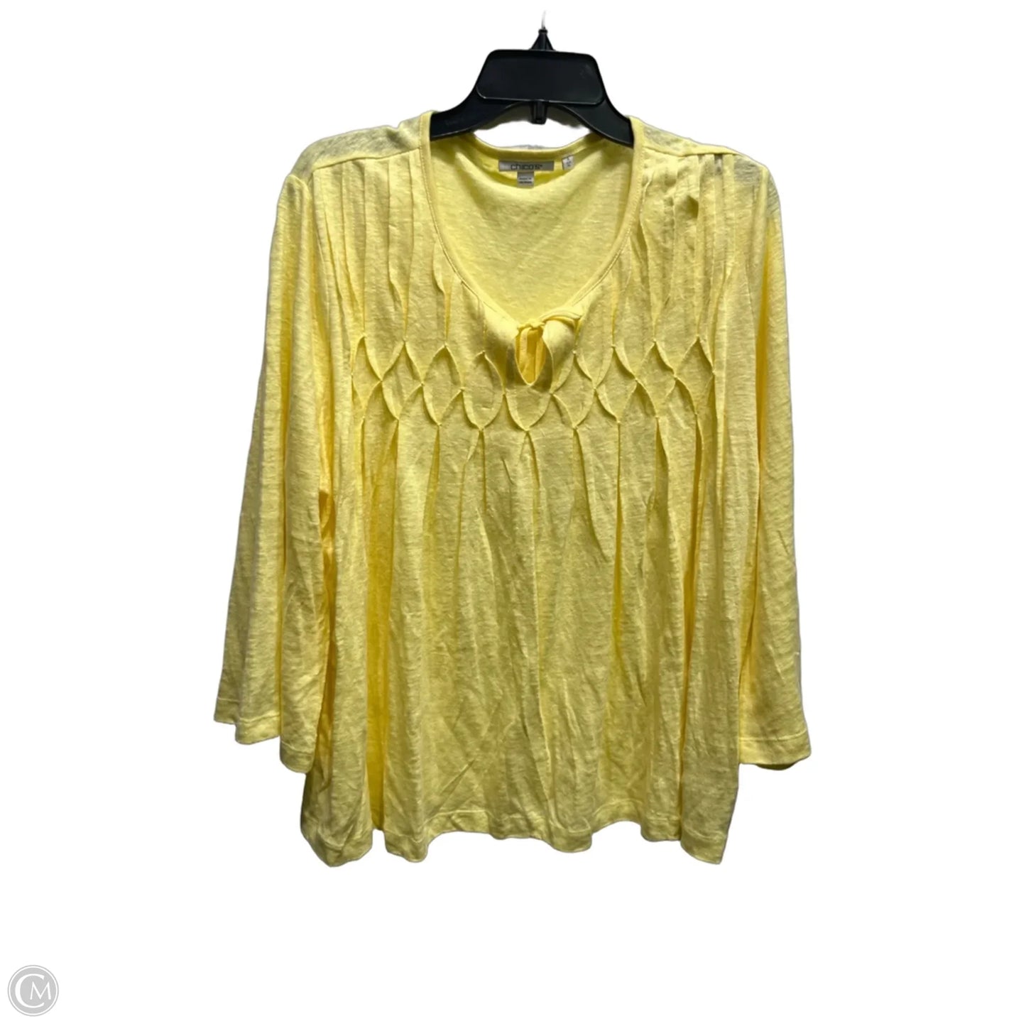 Top 3/4 Sleeve By Chicos In Yellow, Size: Xl