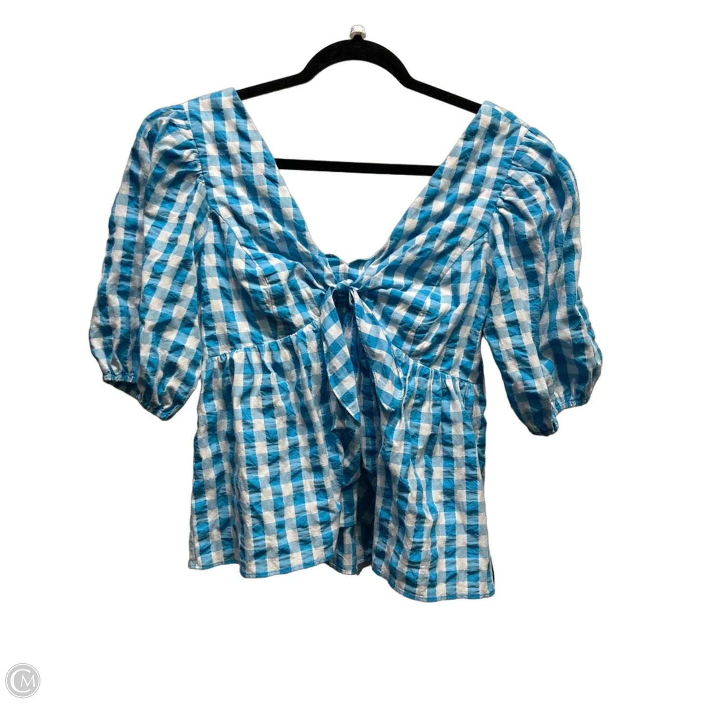 Top Short Sleeve Designer By Lilly Pulitzer In Blue & White, Size: 8