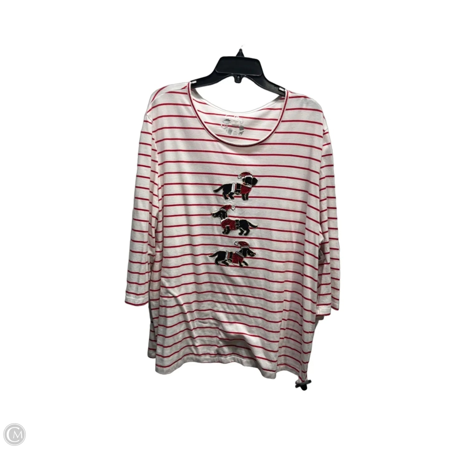 Top 3/4 Sleeve By Coral Bay In Red & White, Size: 2x