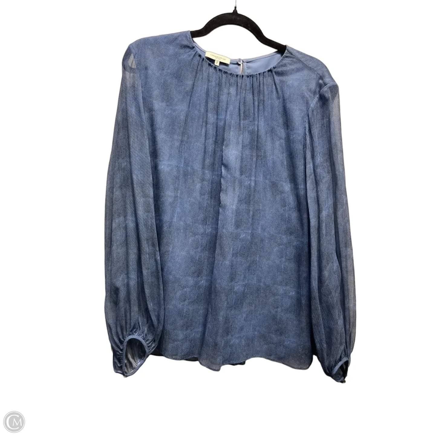 Top Long Sleeve Designer By Lafayette 148 In Blue, Size: L