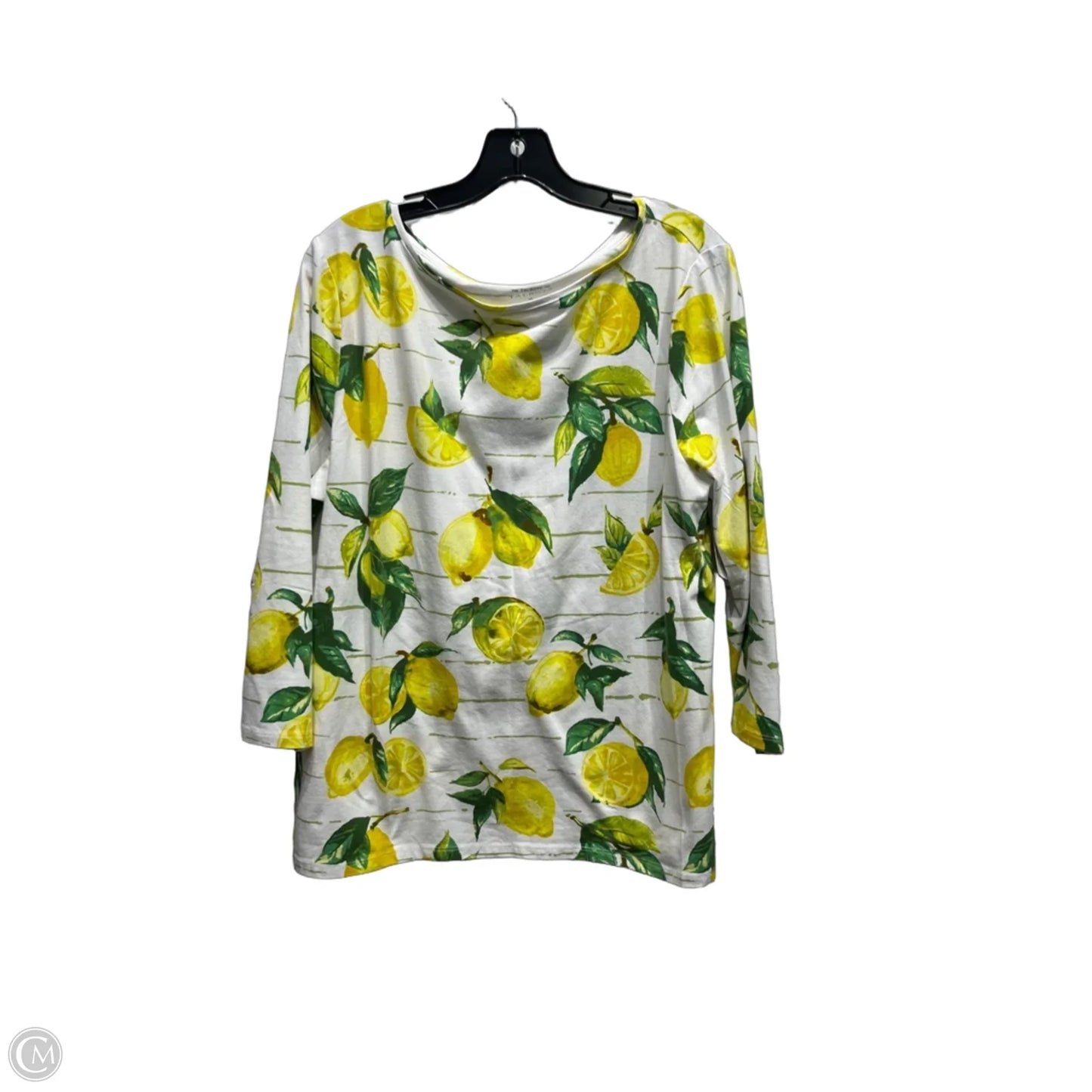 Top Long Sleeve By Talbots In Green & Yellow, Size: Xl